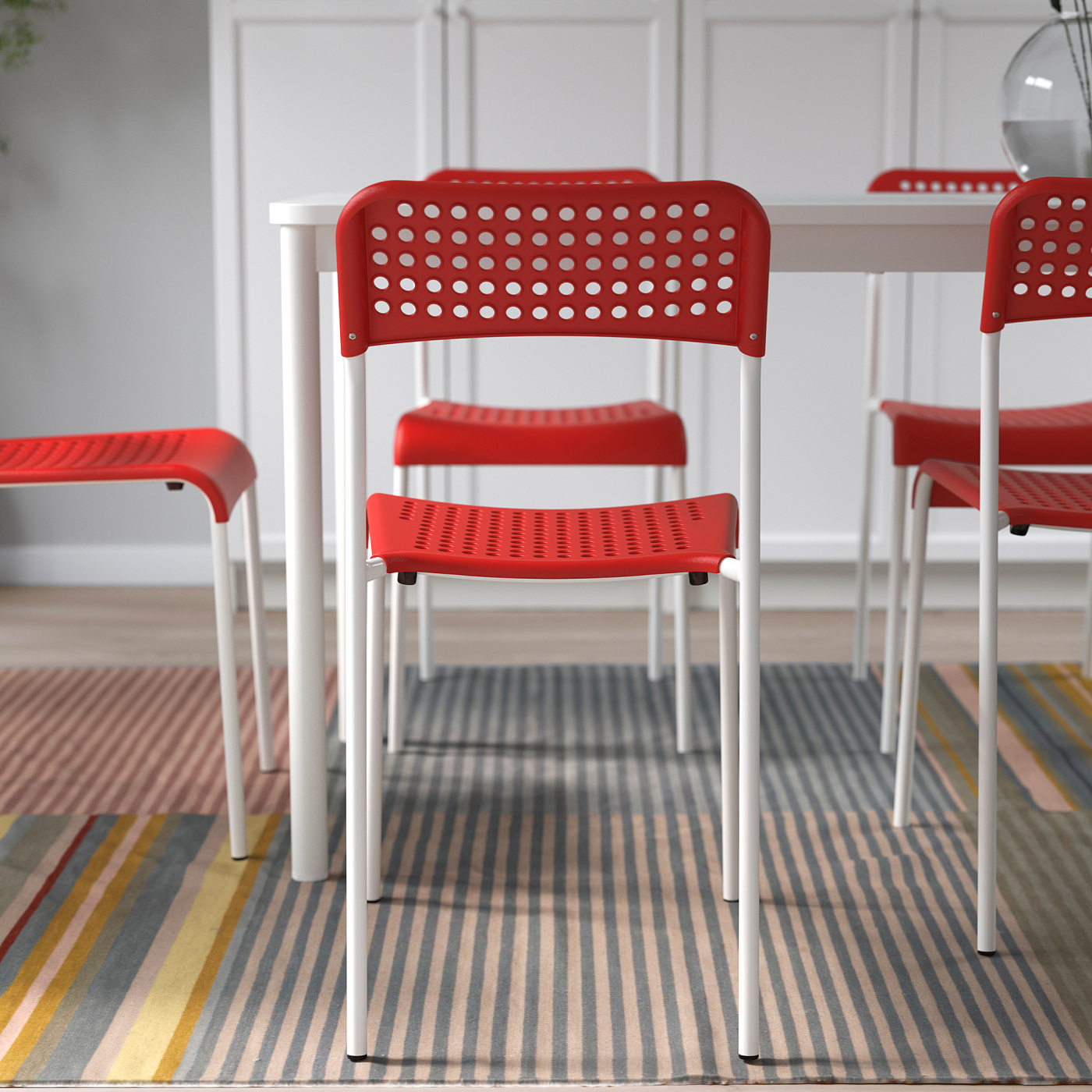 IKEA ADDE チェア4脚セット レッド　スタッキング 椅子 ADDE chair red/white - IKEA