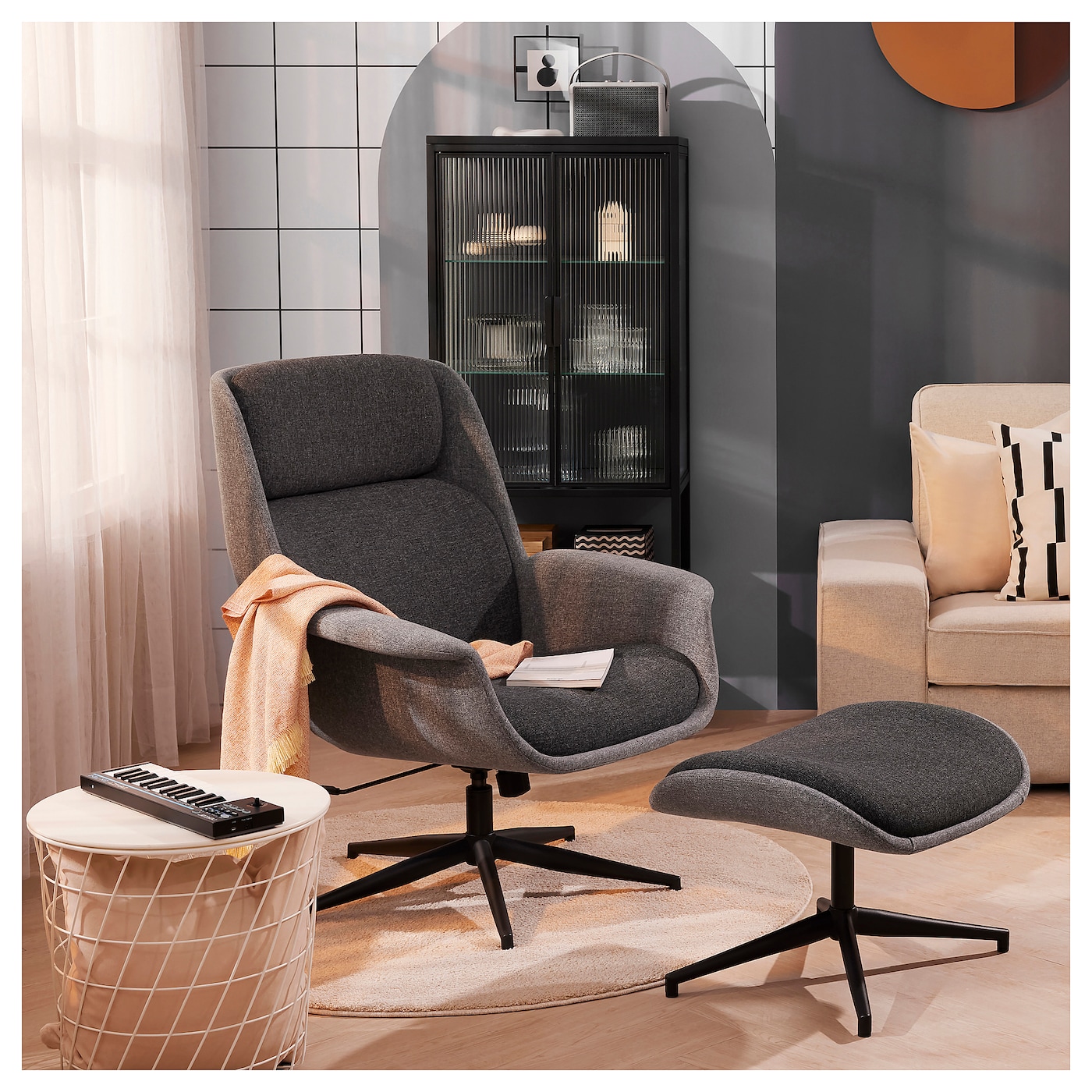Ikea grey swivel chair discount