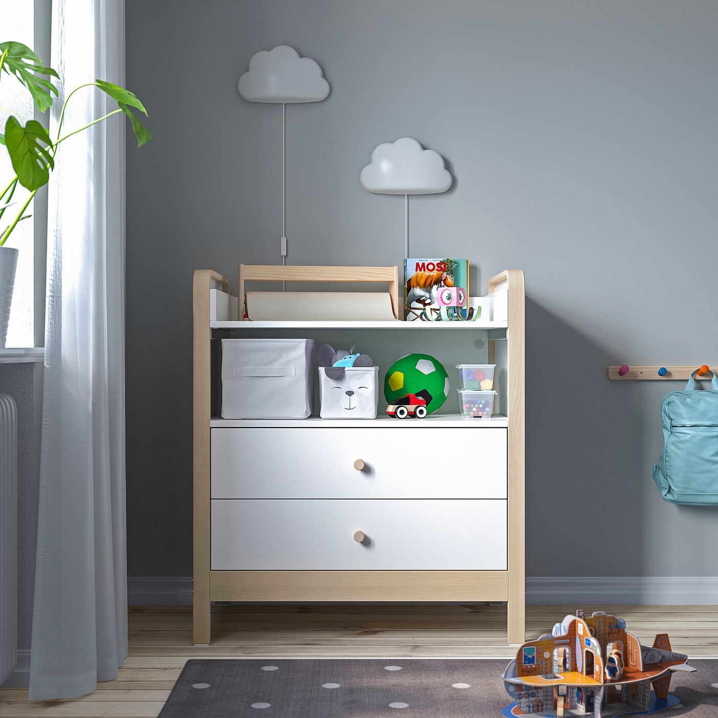 ALSKVARD changing table chest of drawers birch white IKEA