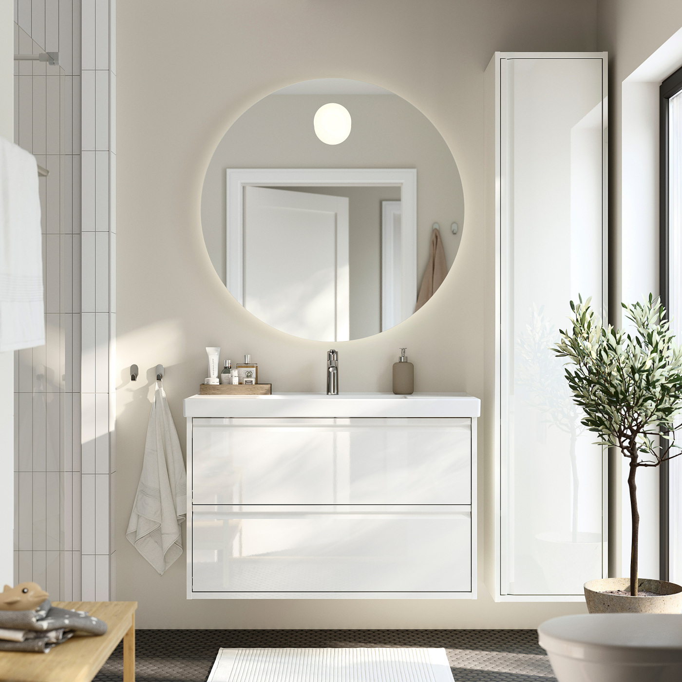 ÄNGSJÖN wash-stand with drawers high-gloss white