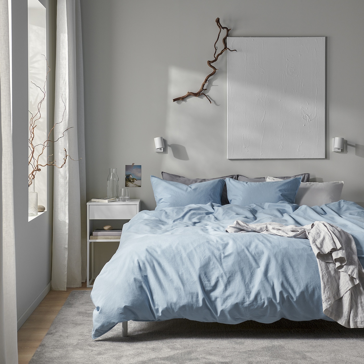 ÄNGSLILJA duvet cover and pillowcase blue-grey - IKEA