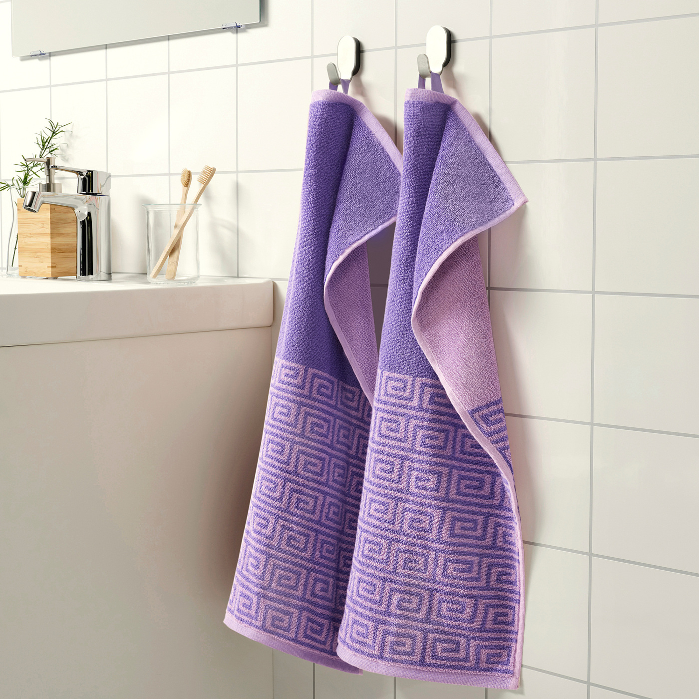 ÄNGSSKALLRA hand towel purple/cloud pattern - IKEA