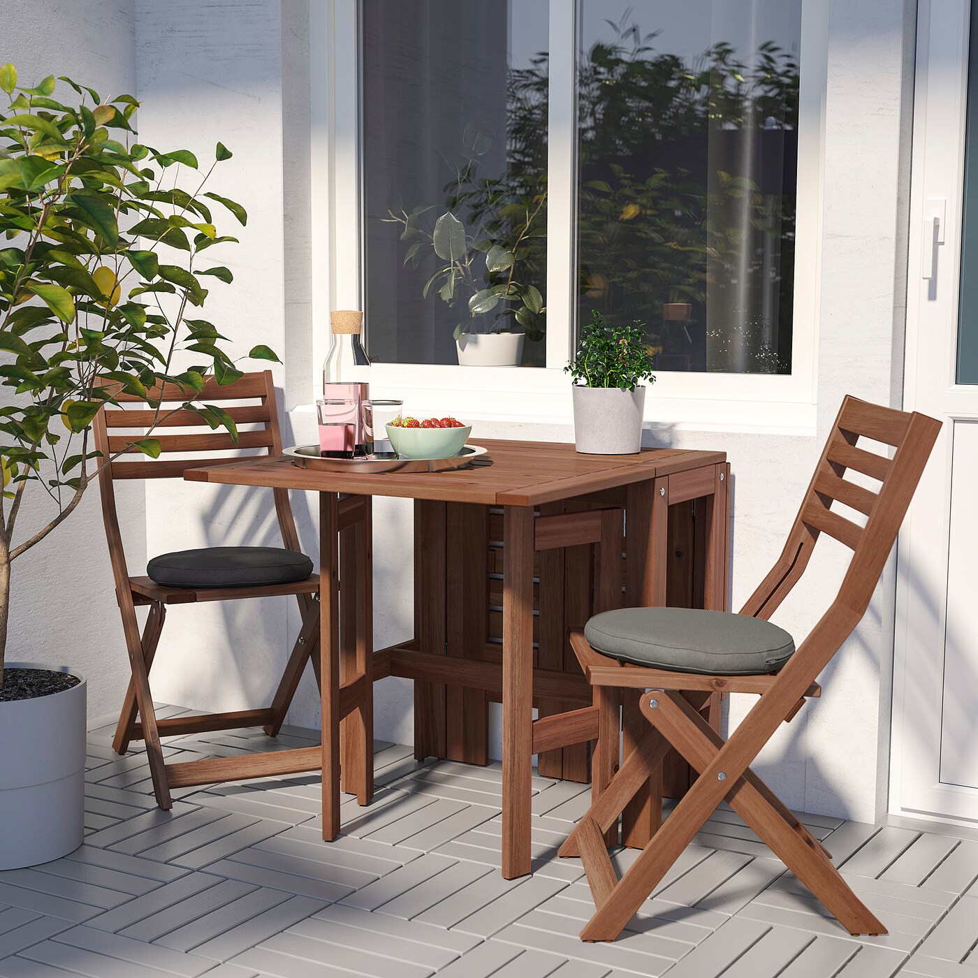 APPLARO gateleg table outdoor brown stained IKEA