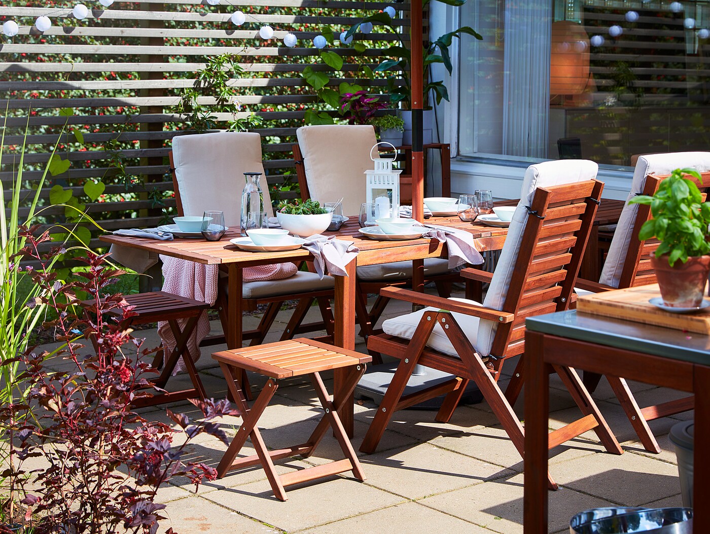 ÄPPLARÖ stool, outdoor foldable brown stained - IKEA