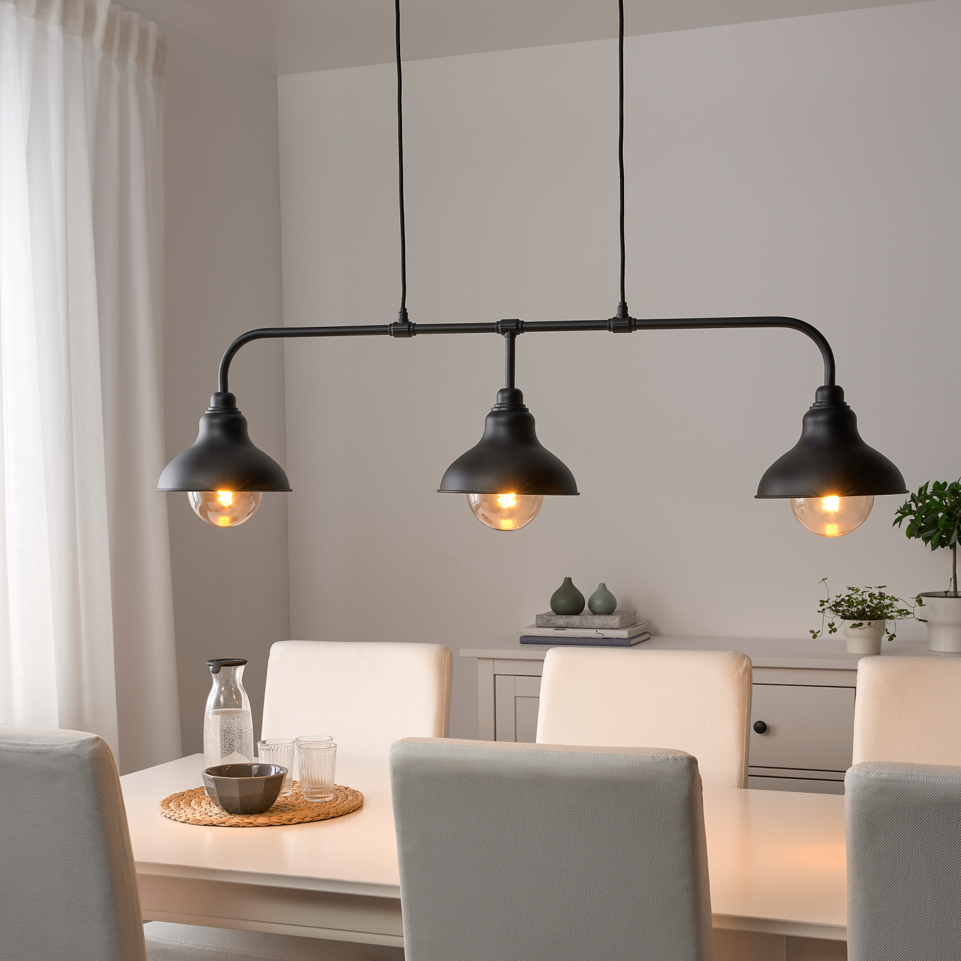 AGUNNARYD pendant lamp with 3 lamps black - IKEA