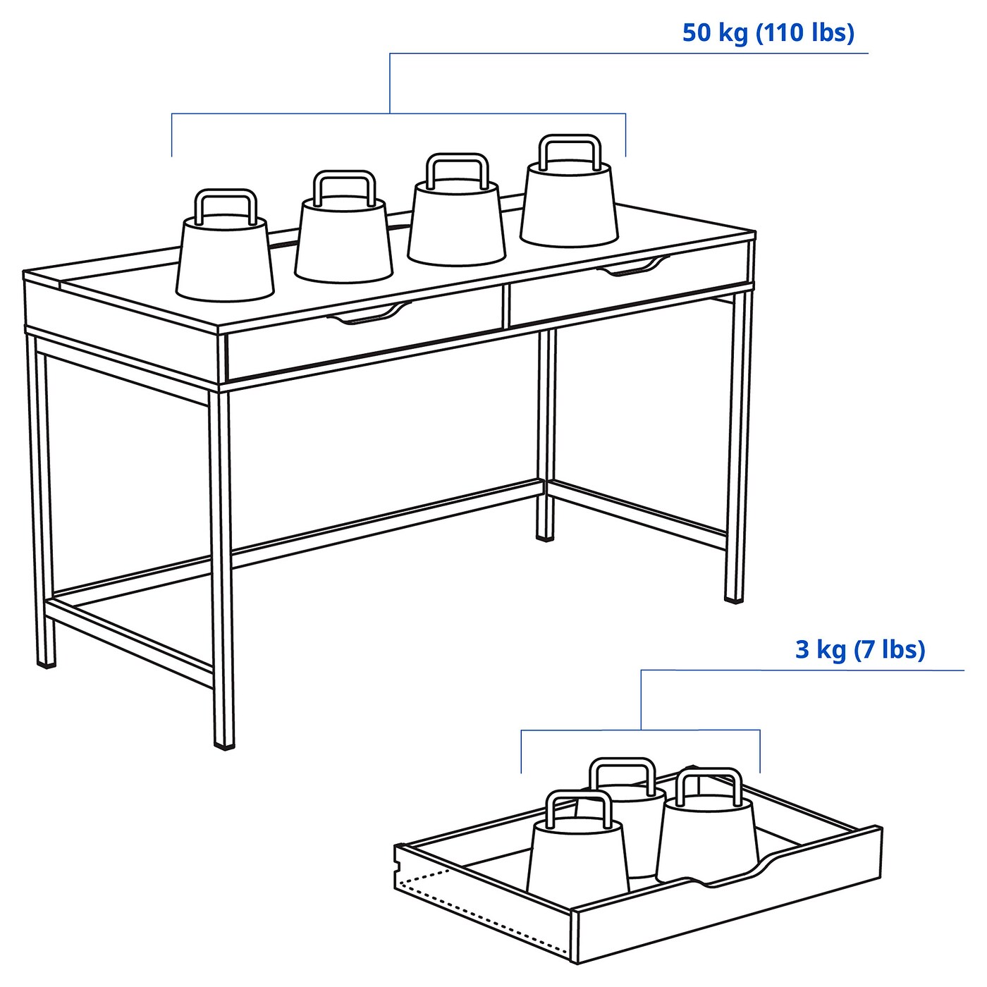 ALEX desk black-blue - IKEA