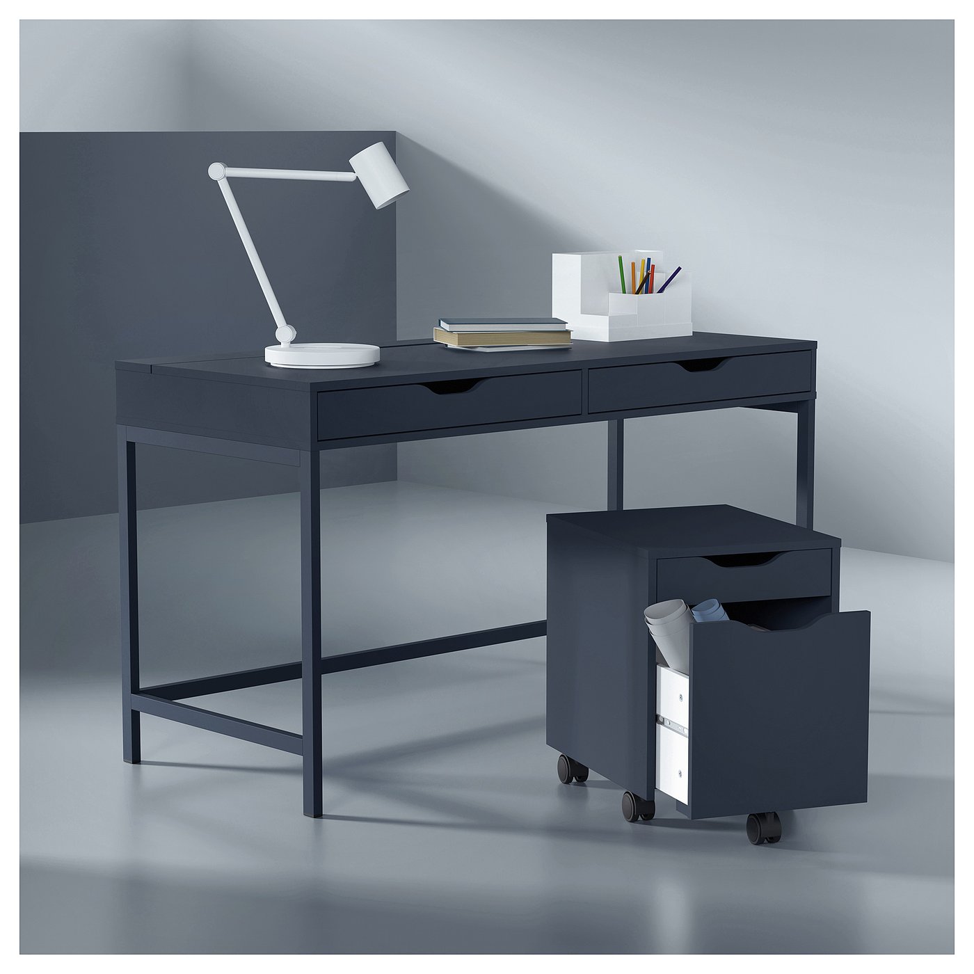 IKEA　机　青 ALEX desk black-blue - IKEA