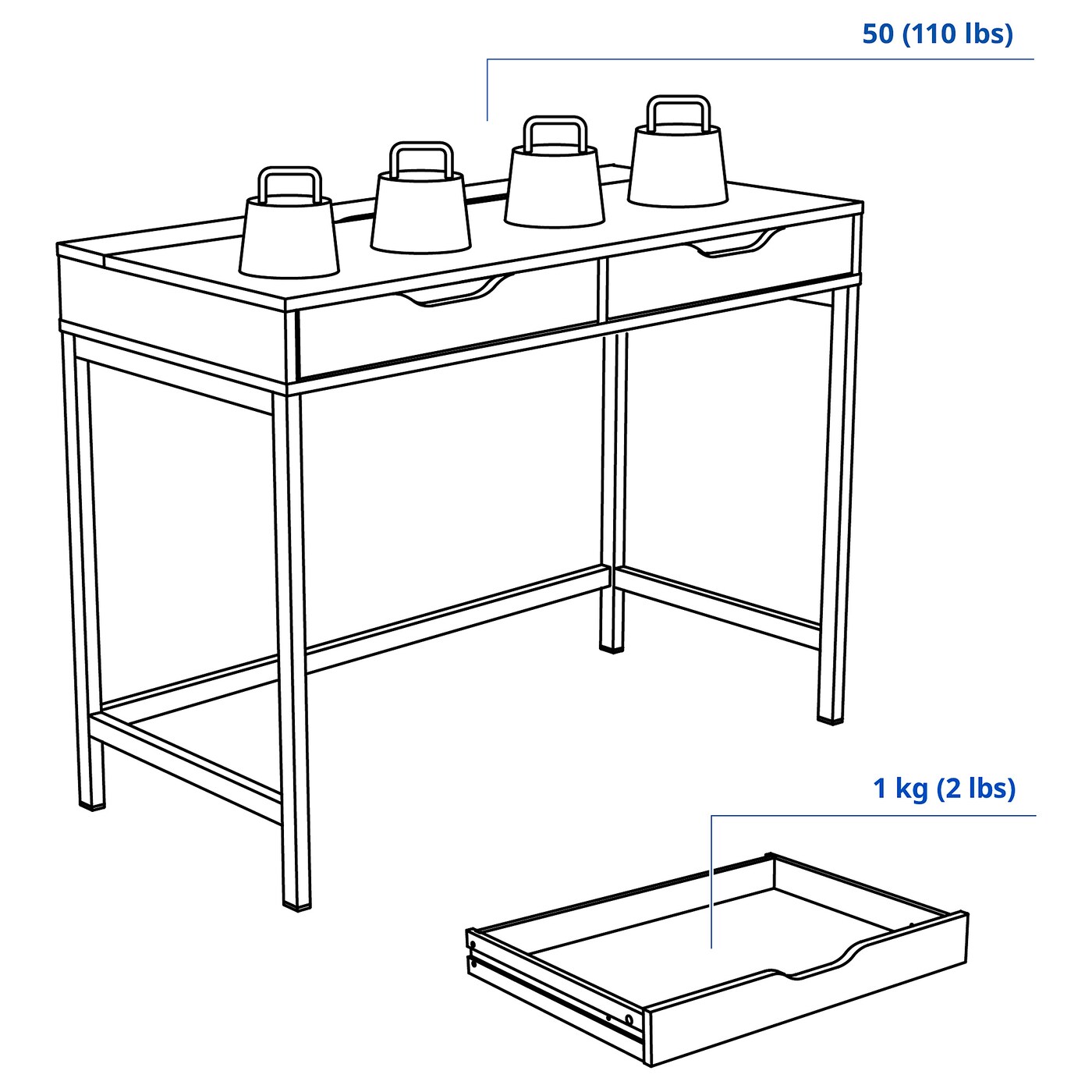 ALEX desk grey-turquoise - IKEA