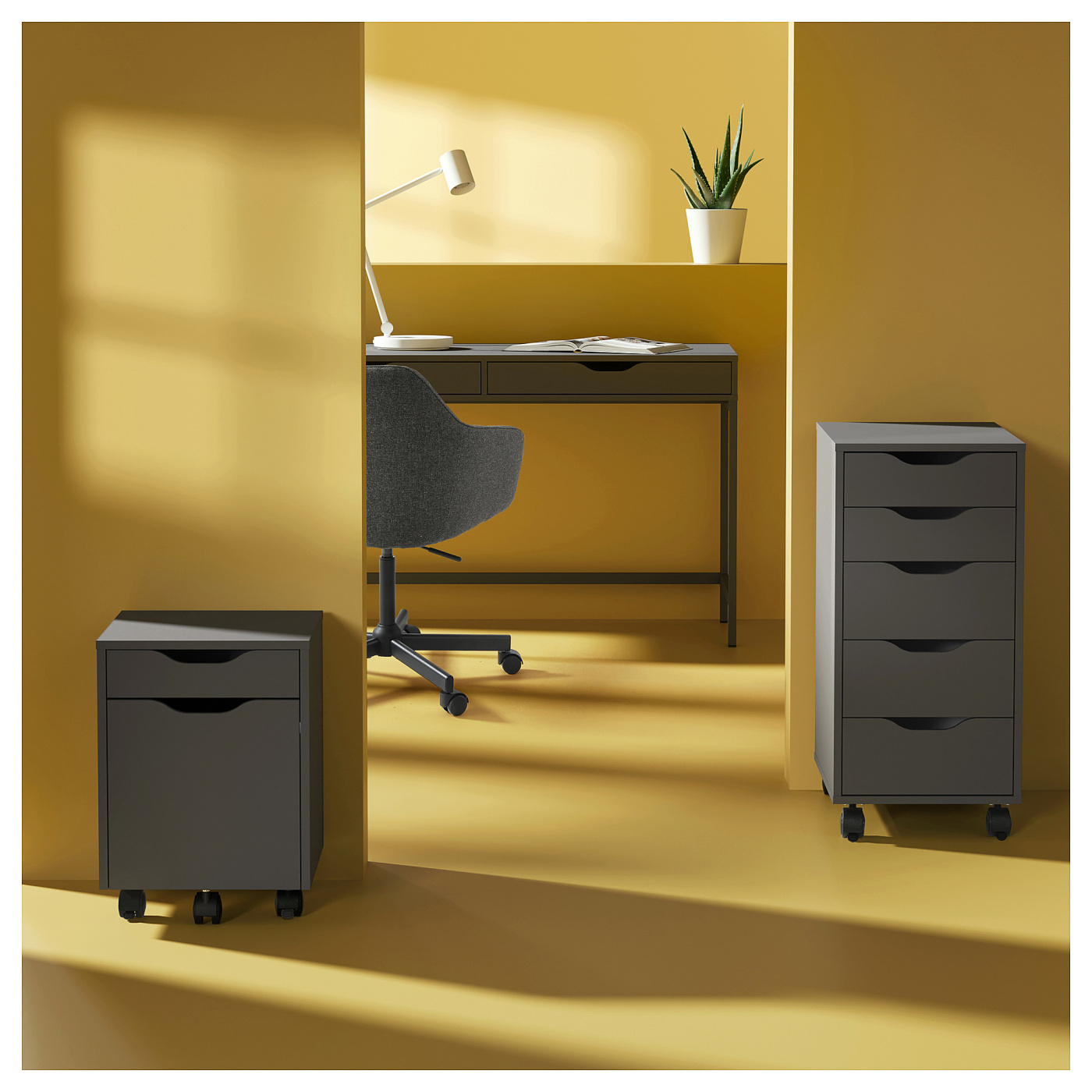 ALEX drawer unit on castors dark grey/black - IKEA