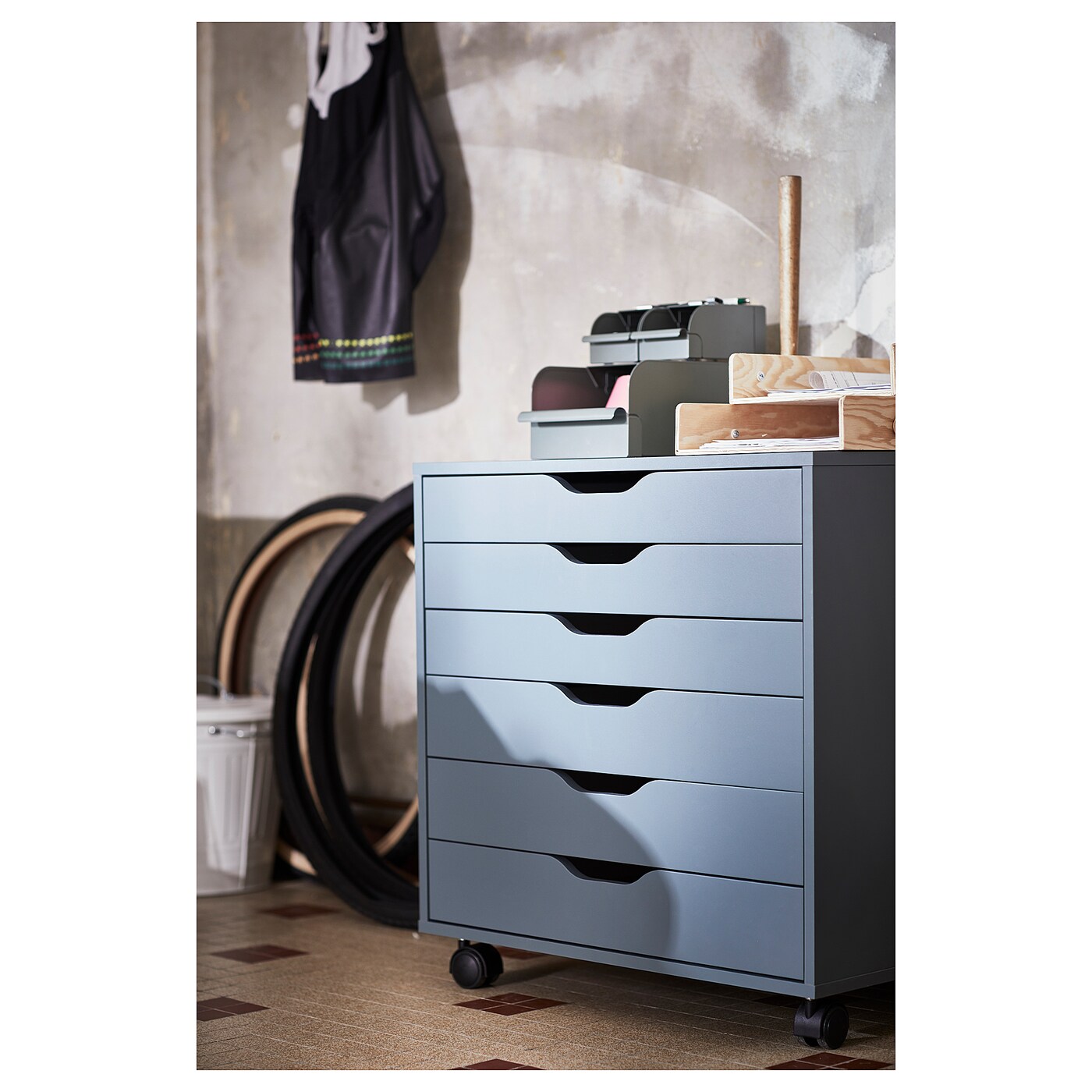 ALEX drawer unit on castors grey-turquoise - IKEA
