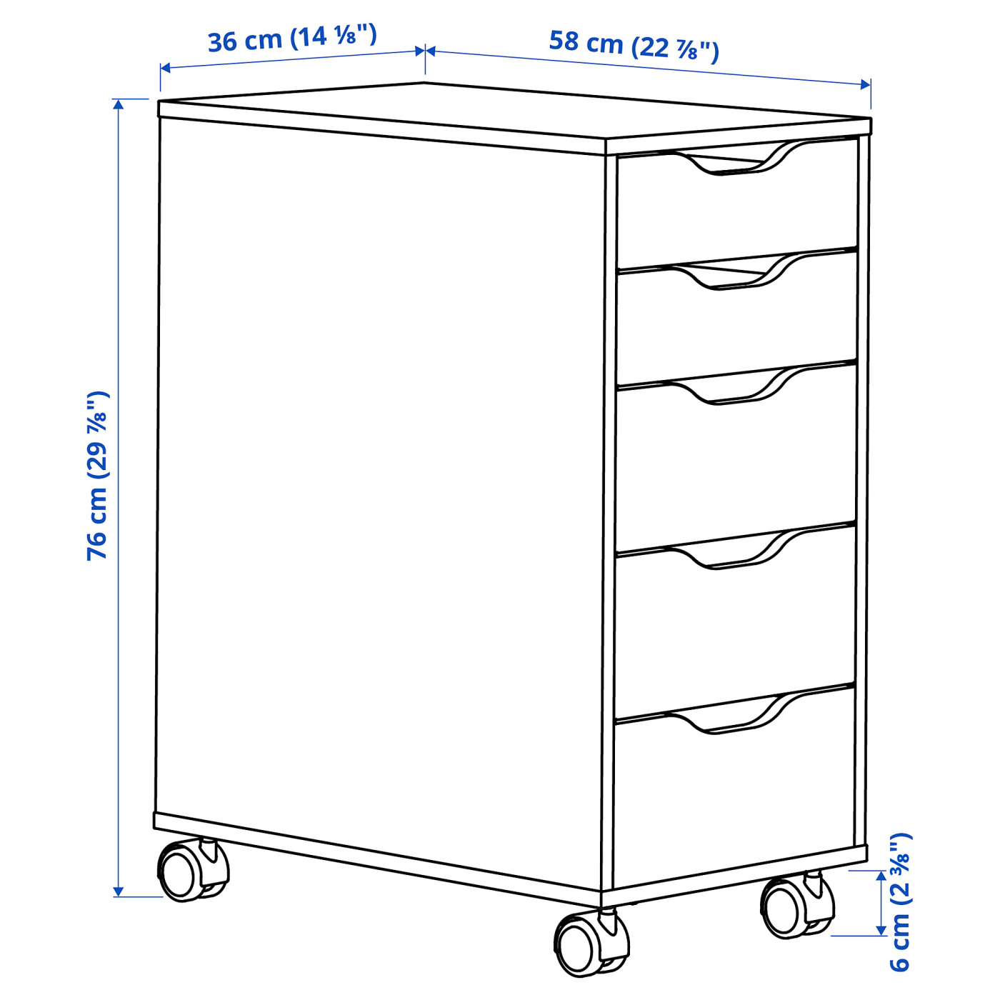 ALEX drawer unit on castors white/black - IKEA