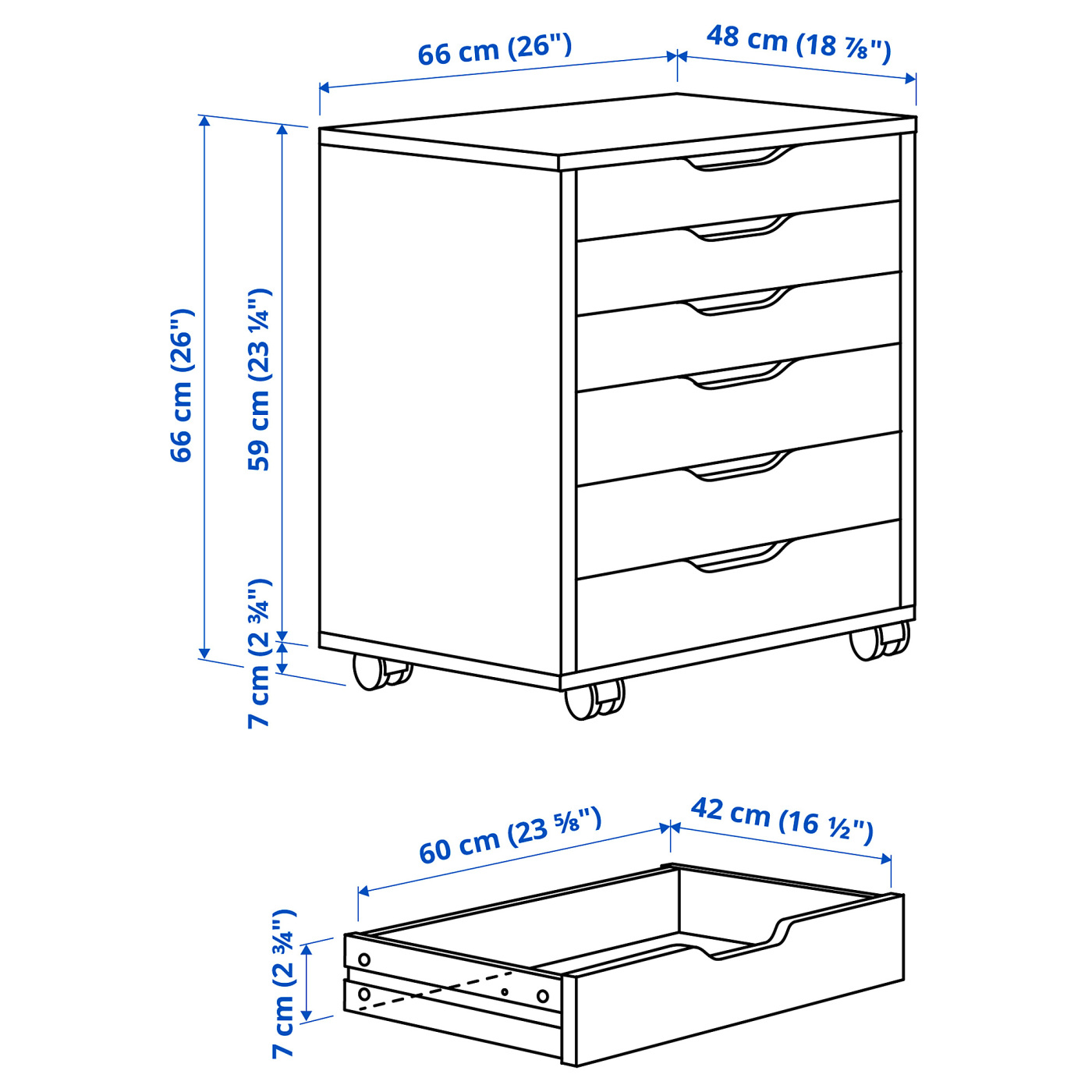 ALEX drawer unit on castors white - IKEA