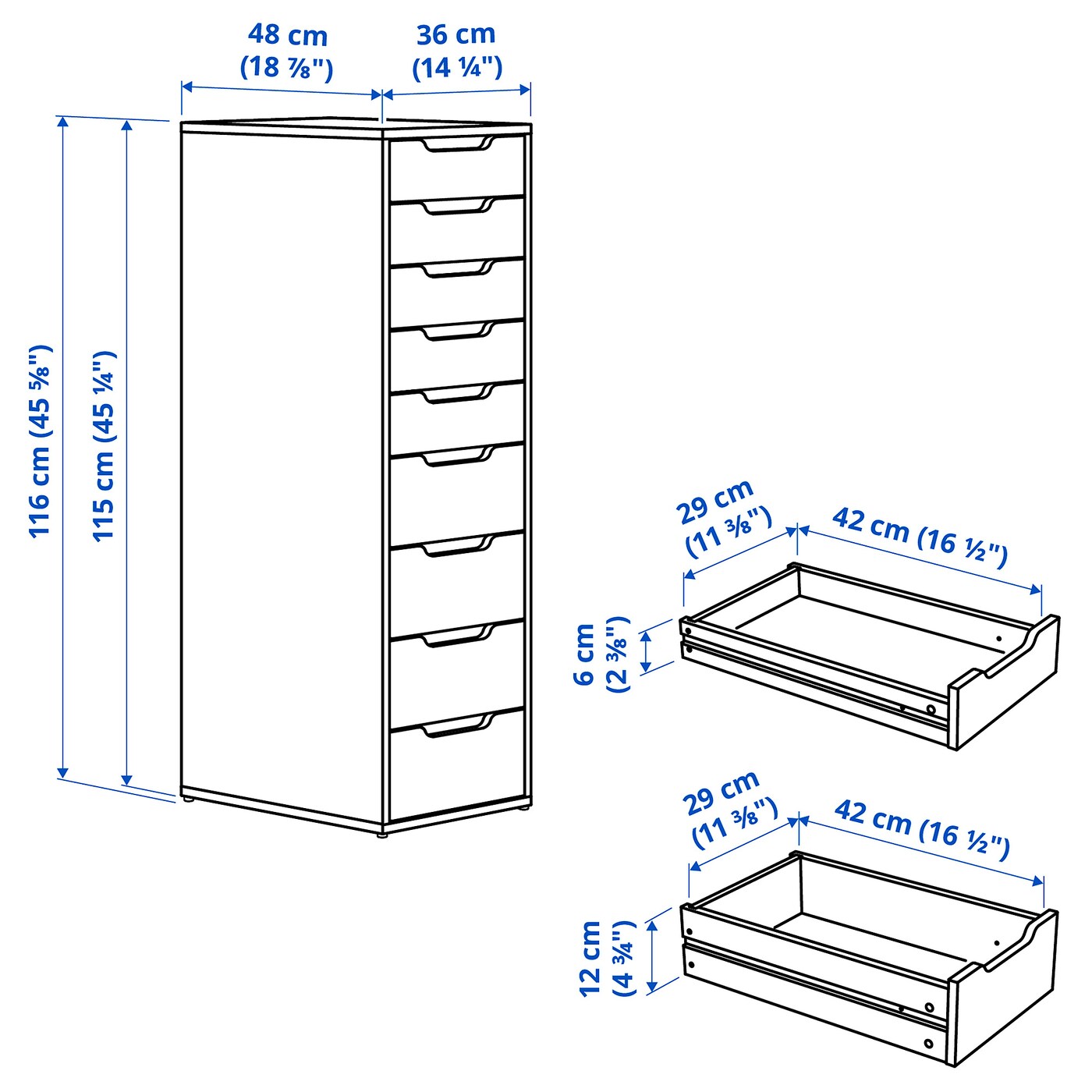 Rosalie Kids 9 Drawers Double Dresser - White | Zin Home