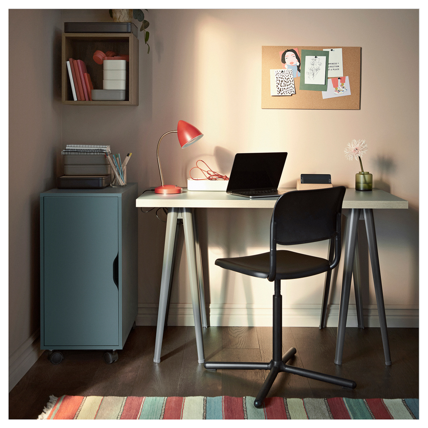 ALEX storage unit on castors grey-turquoise/black - IKEA