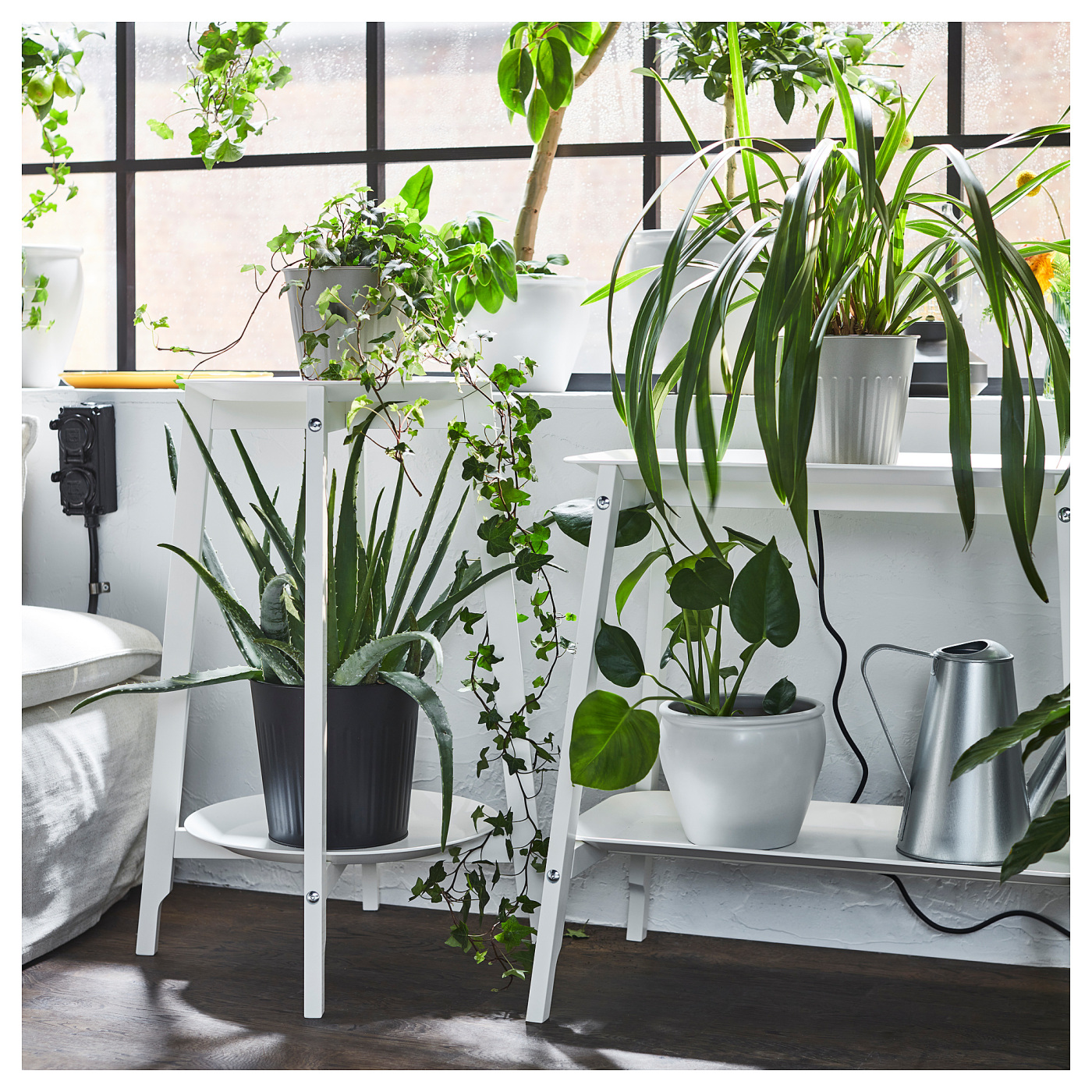 DRAW A LINE Moving Planter Rack Set ホワイト ALPVIDE plant stand white - IKEA