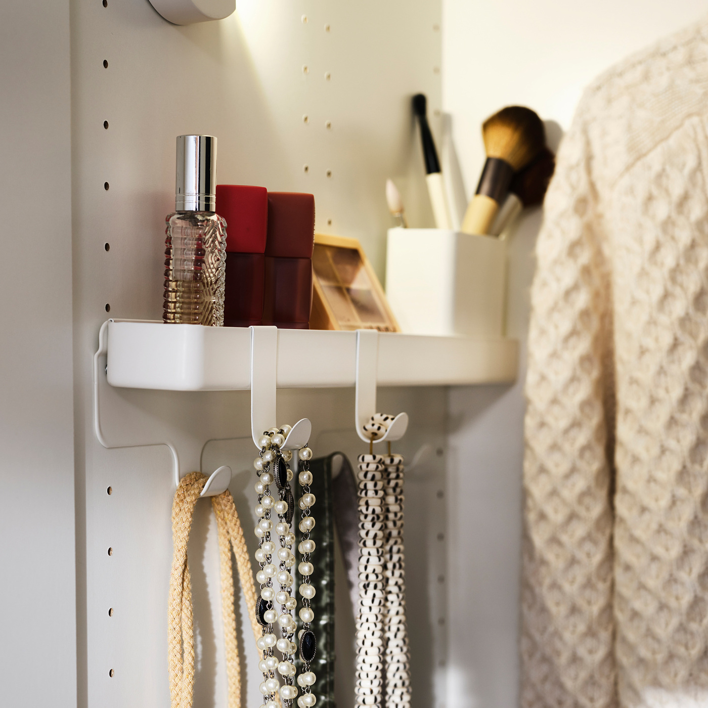 ALTARLIDEN hook rack with storage/white - IKEA