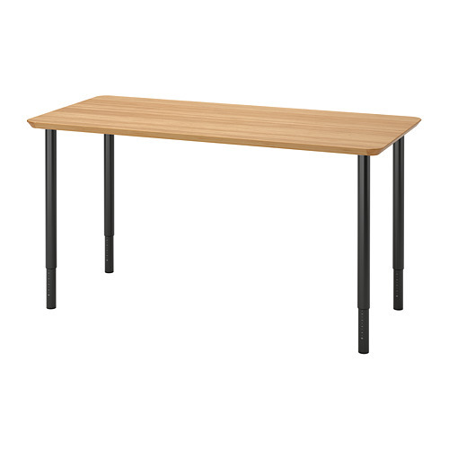 MÅLSKYTT / OLOV desk birch/black - IKEA