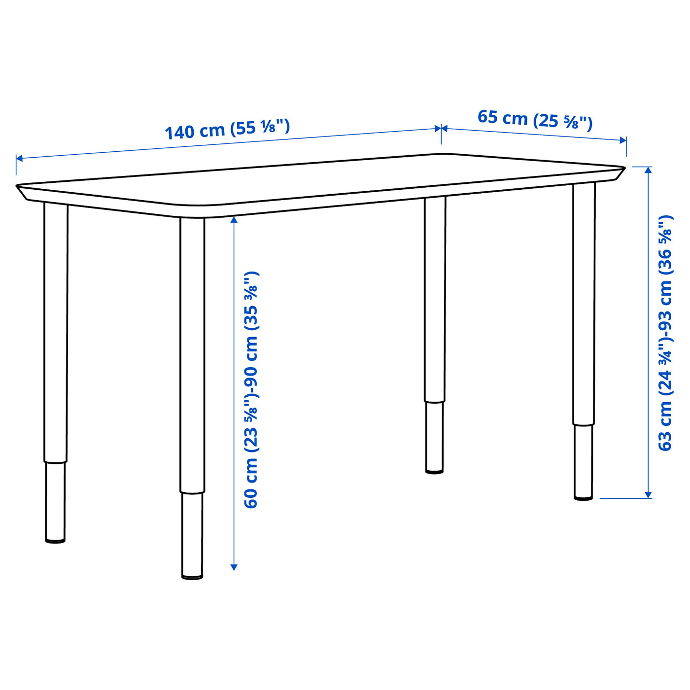 IKEAテーブル140×65 ANFALLARE / OLOV desk bamboo/black - IKEA