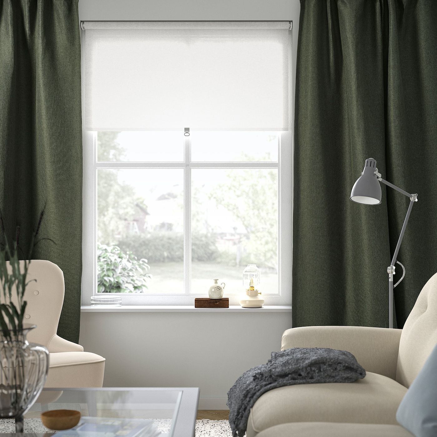 信頼も厚い ANNAKAJSA green/with dark pair 1 curtains, darkening room カーテン