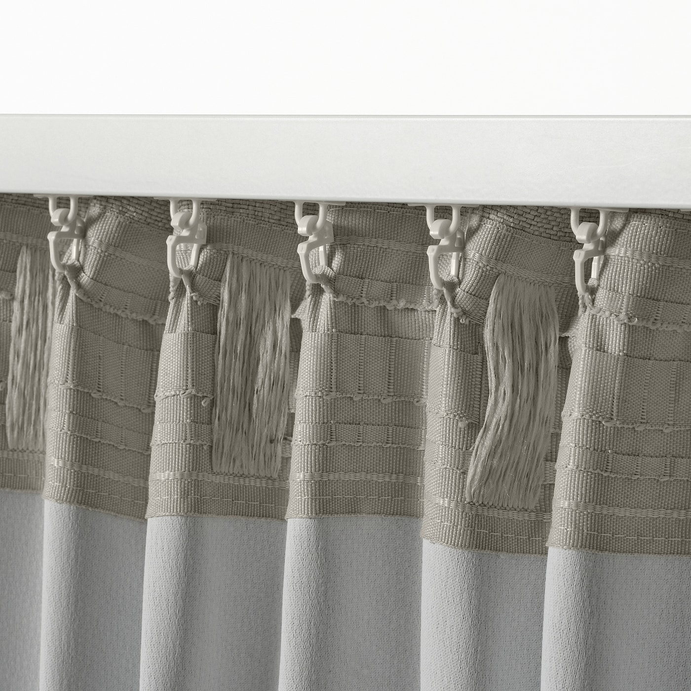 ANNAKAJSA room darkening curtains, 1 pair light grey/with