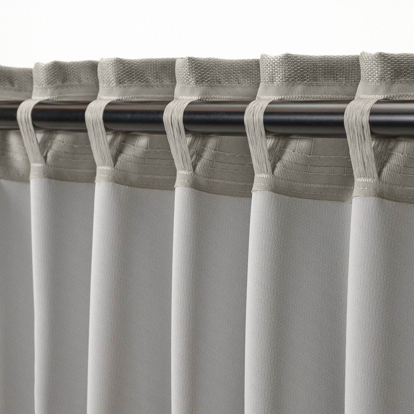 ANNAKAJSA room darkening curtains, 1 pair light grey/with