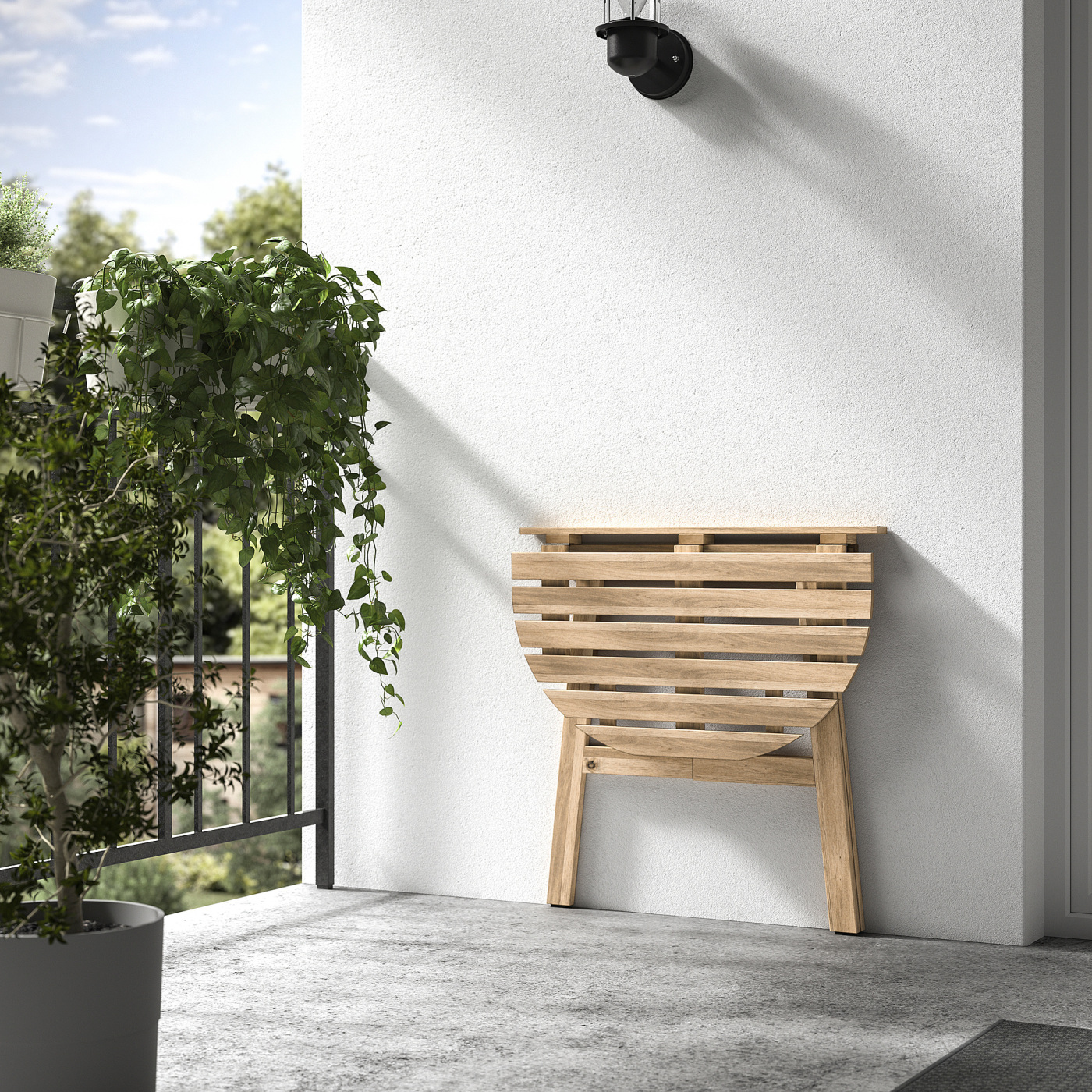 ASKHOLMEN table for wall, outdoor acacia - IKEA