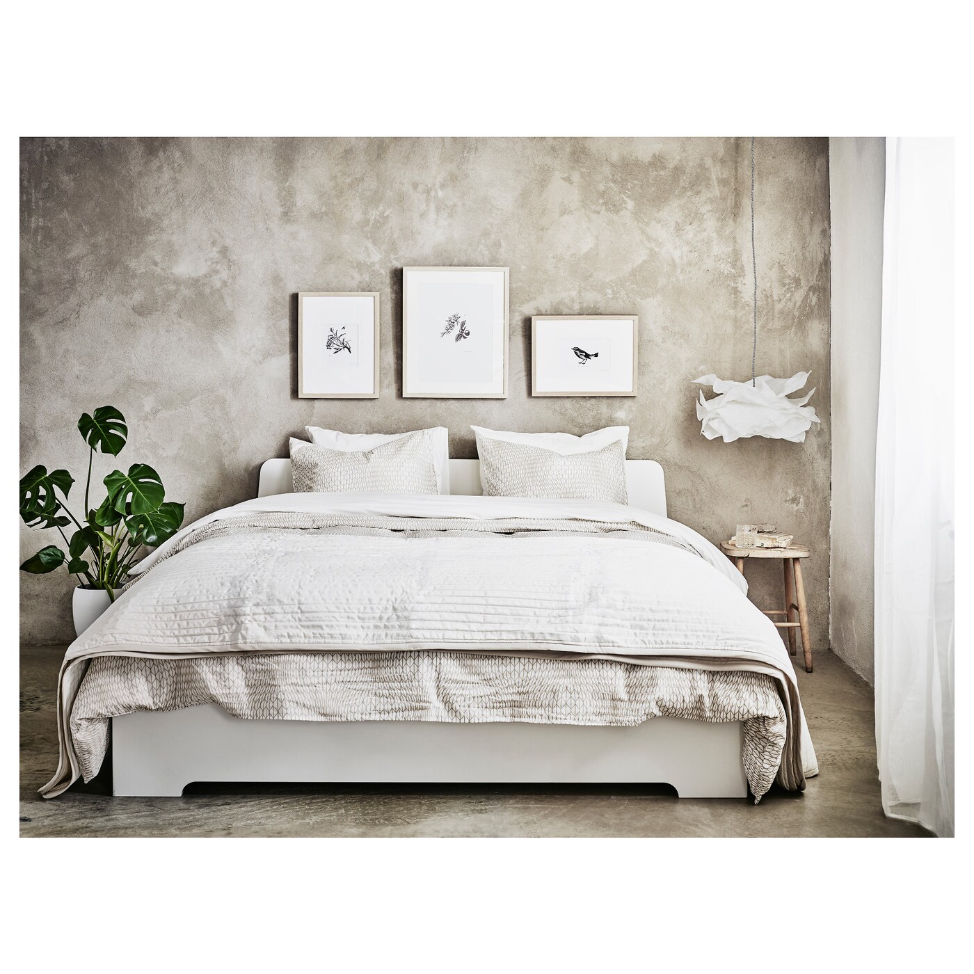 ASKVOLL bed frame, white, Queen - IKEA CA