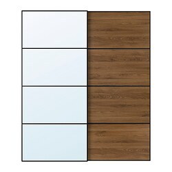 AULI / MEHAMN pair of sliding doors white mirror glass/double
