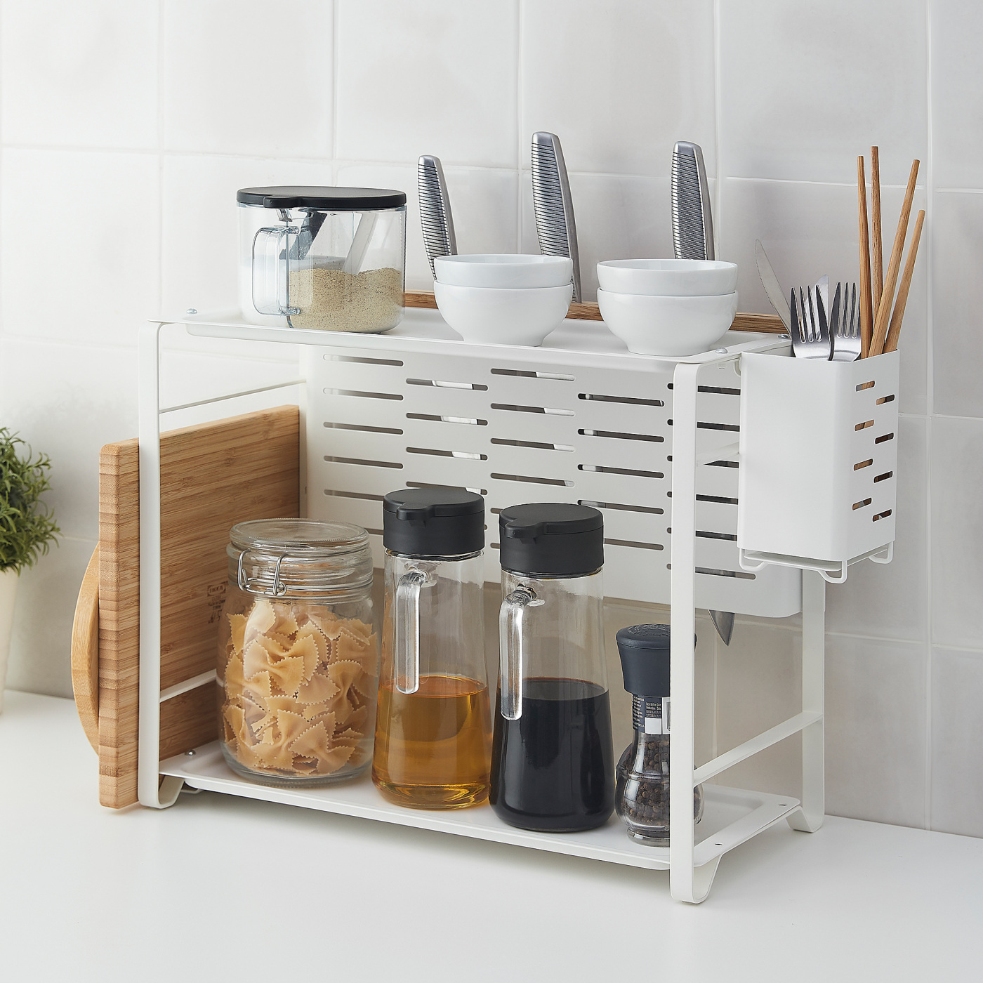 AVSTEG kitchen countertop organiser bamboo/white - IKEA