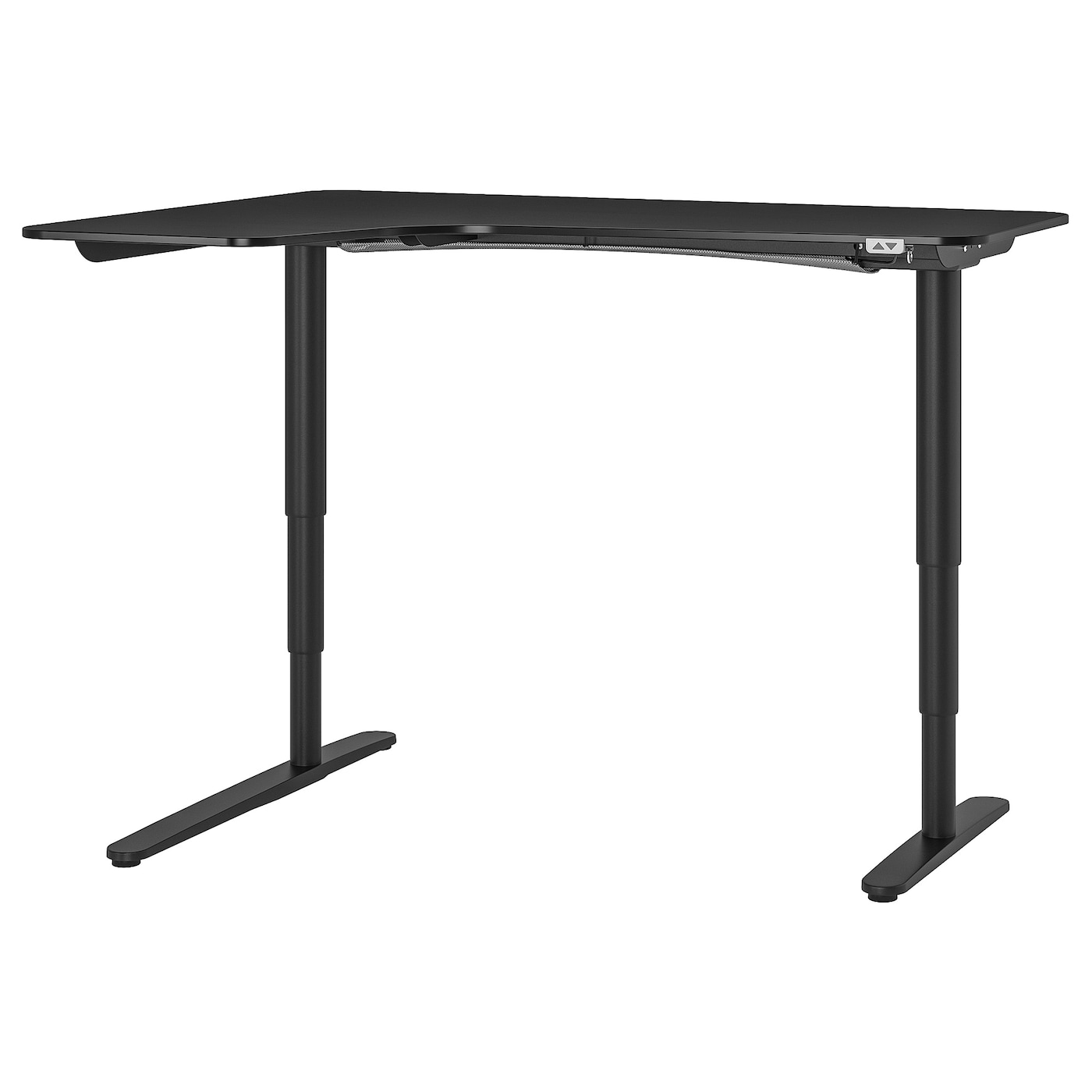 BEKANT corner desk left sit/stand black stained ash veneer/black - IKEA