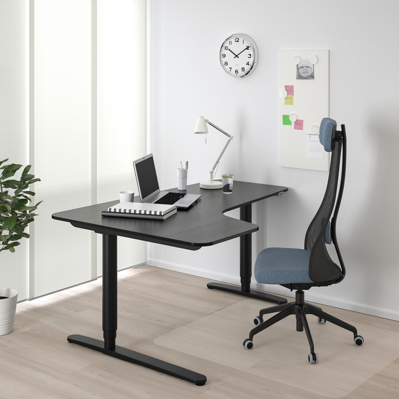 Bekant Ikea L字型 ブラック 木製デスク BEKANT corner desk left sit/stand black stained ash veneer/black