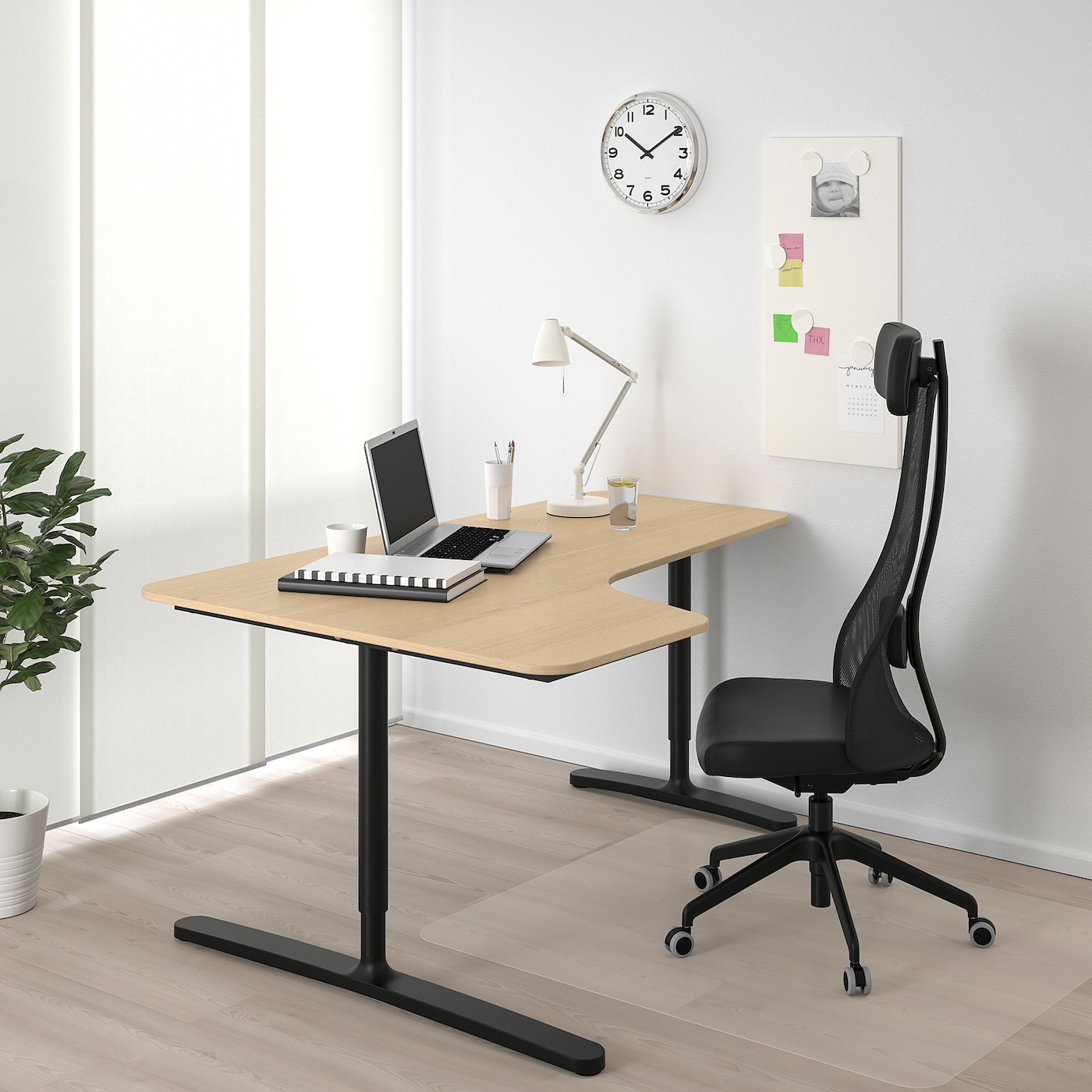 Bekant Ikea L字型 ブラック 木製デスク BEKANT corner desk left white stained oak veneer/black - IKEA