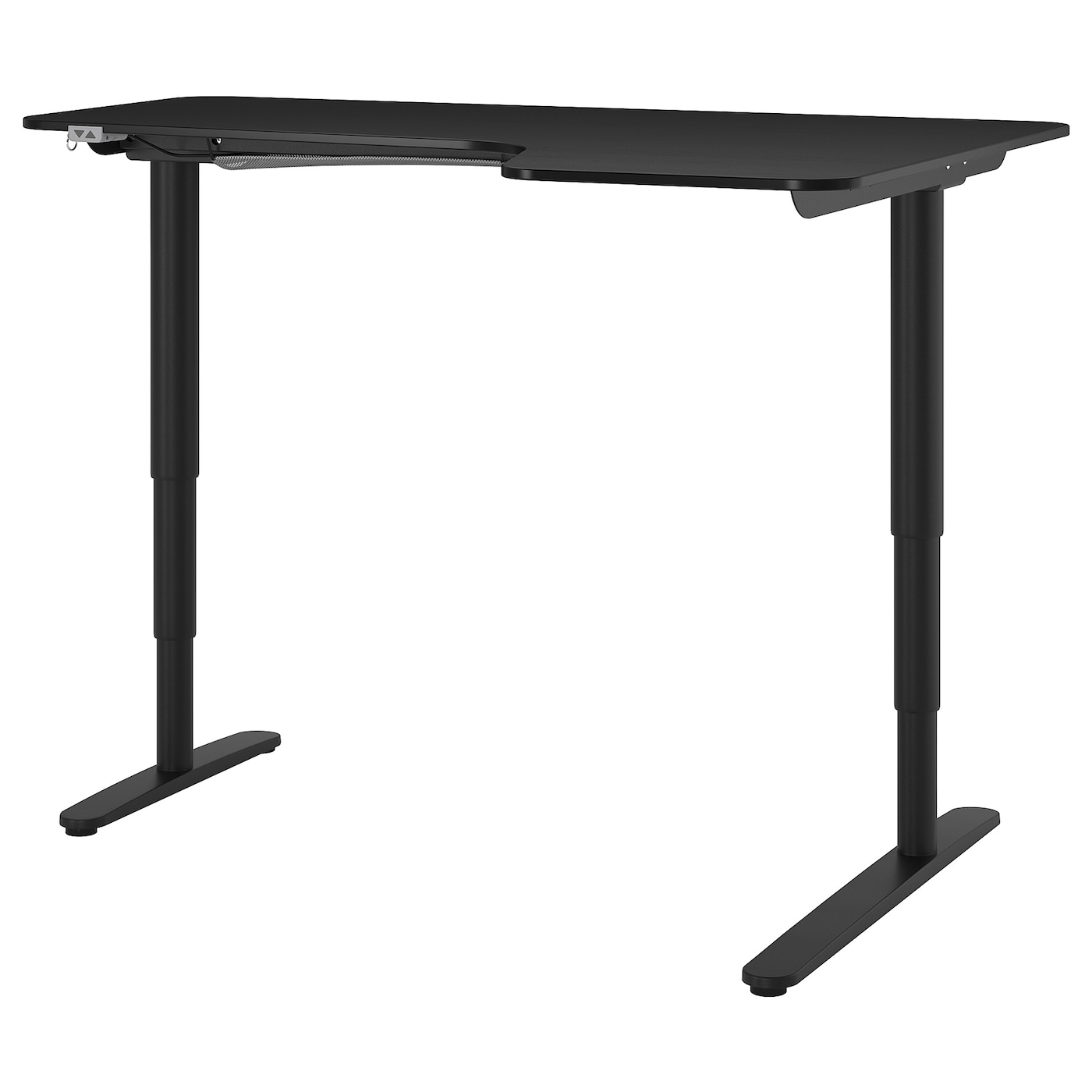 BEKANT corner desk right sit stand black stained ash veneer black IKEA