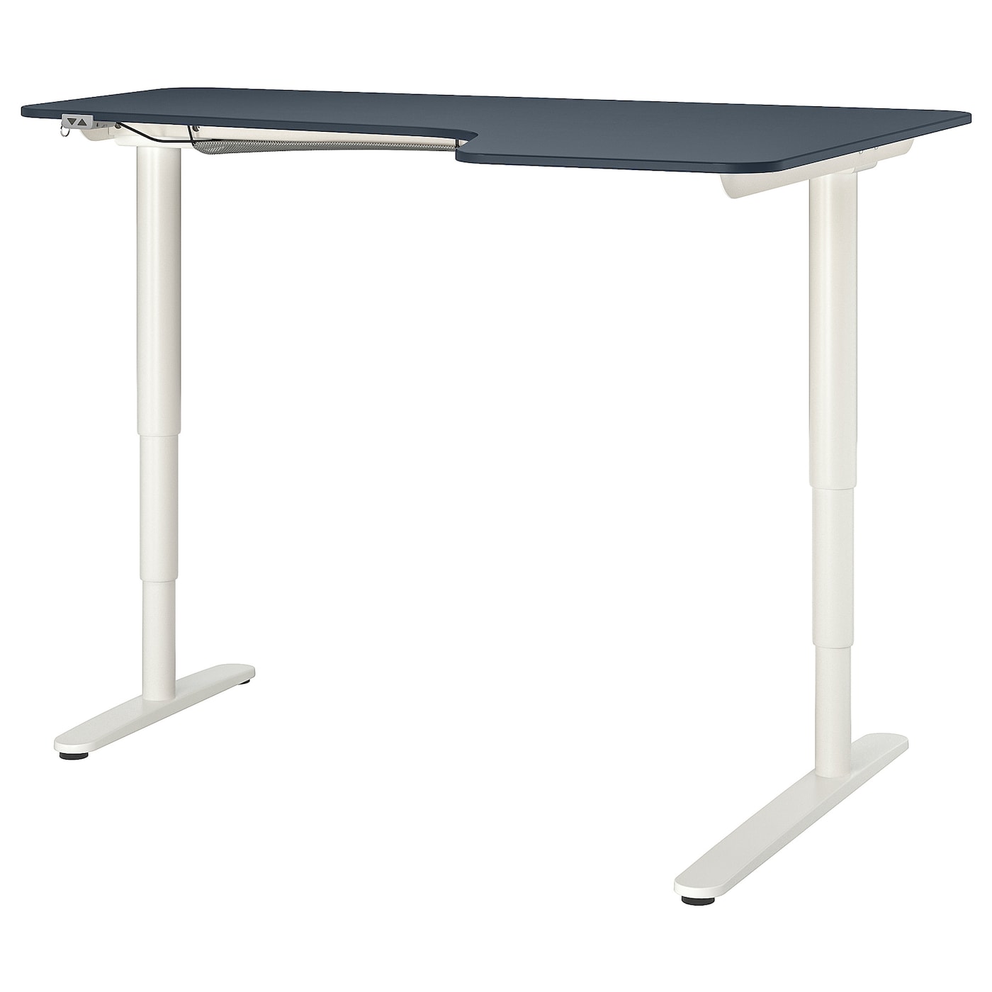 BEKANT corner desk right sit/stand linoleum blue/white - IKEA