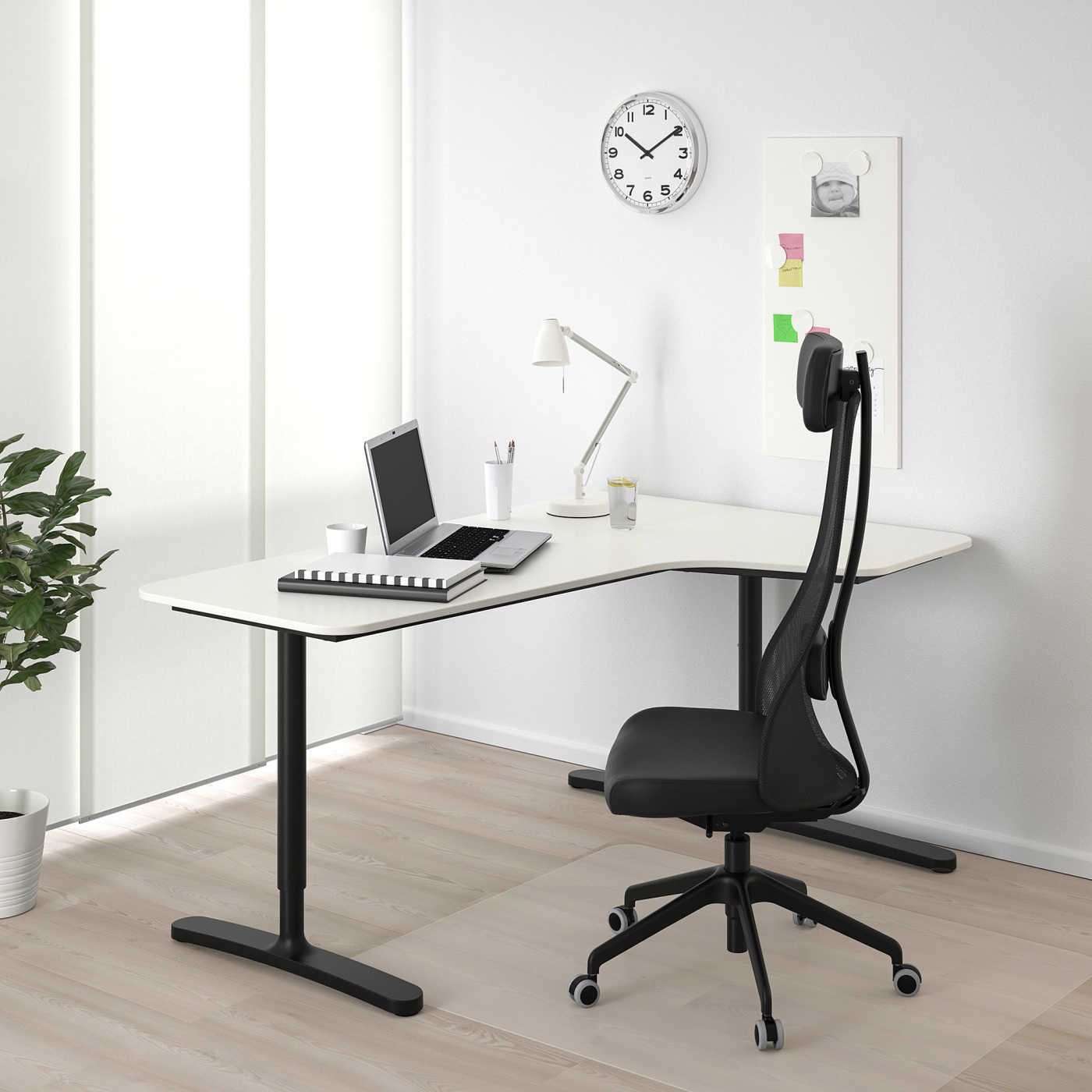 BEKANT corner desk right white/black - IKEA