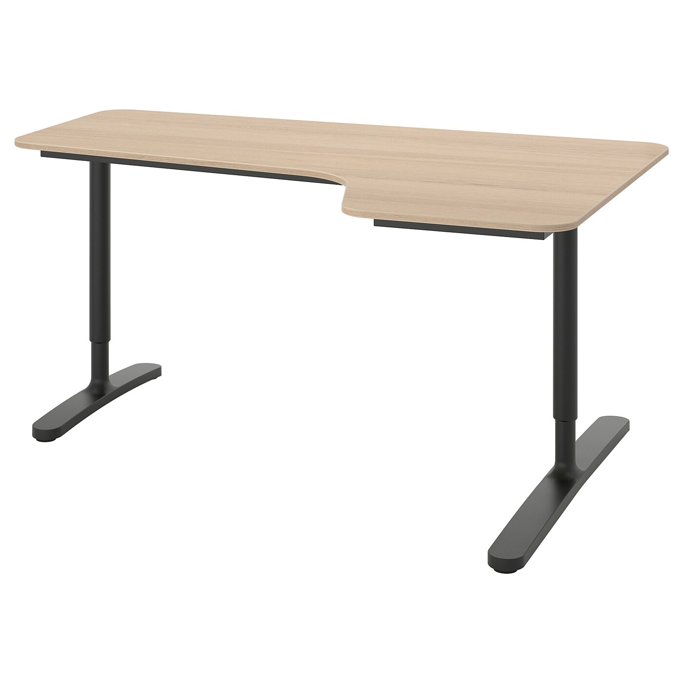 驚きの激安価格 BEKANT corner IKEA - veneer/black oak stained white right desk パソコンデスク