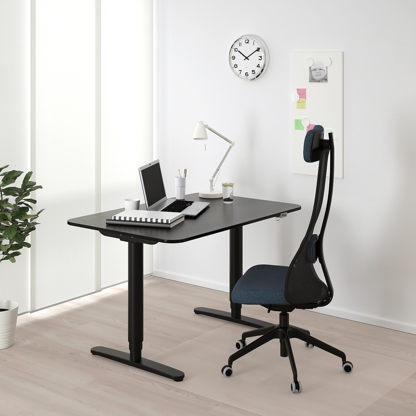 BEKANT desk sit stand black stained ash veneer black IKEA