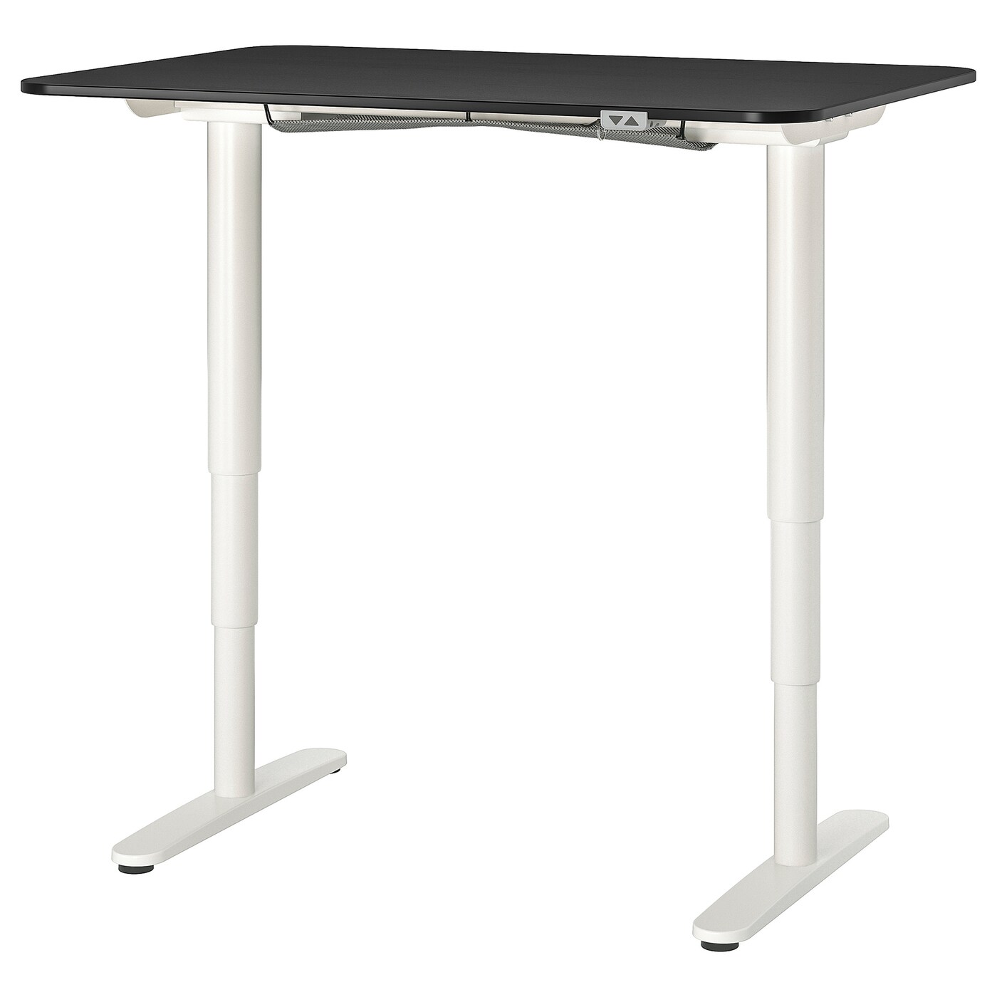 BEKANT desk sit/stand black stained ash veneer/white - IKEA