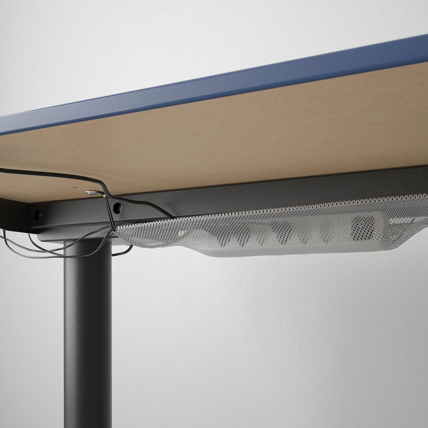BEKANT desk sit/stand linoleum blue/black - IKEA