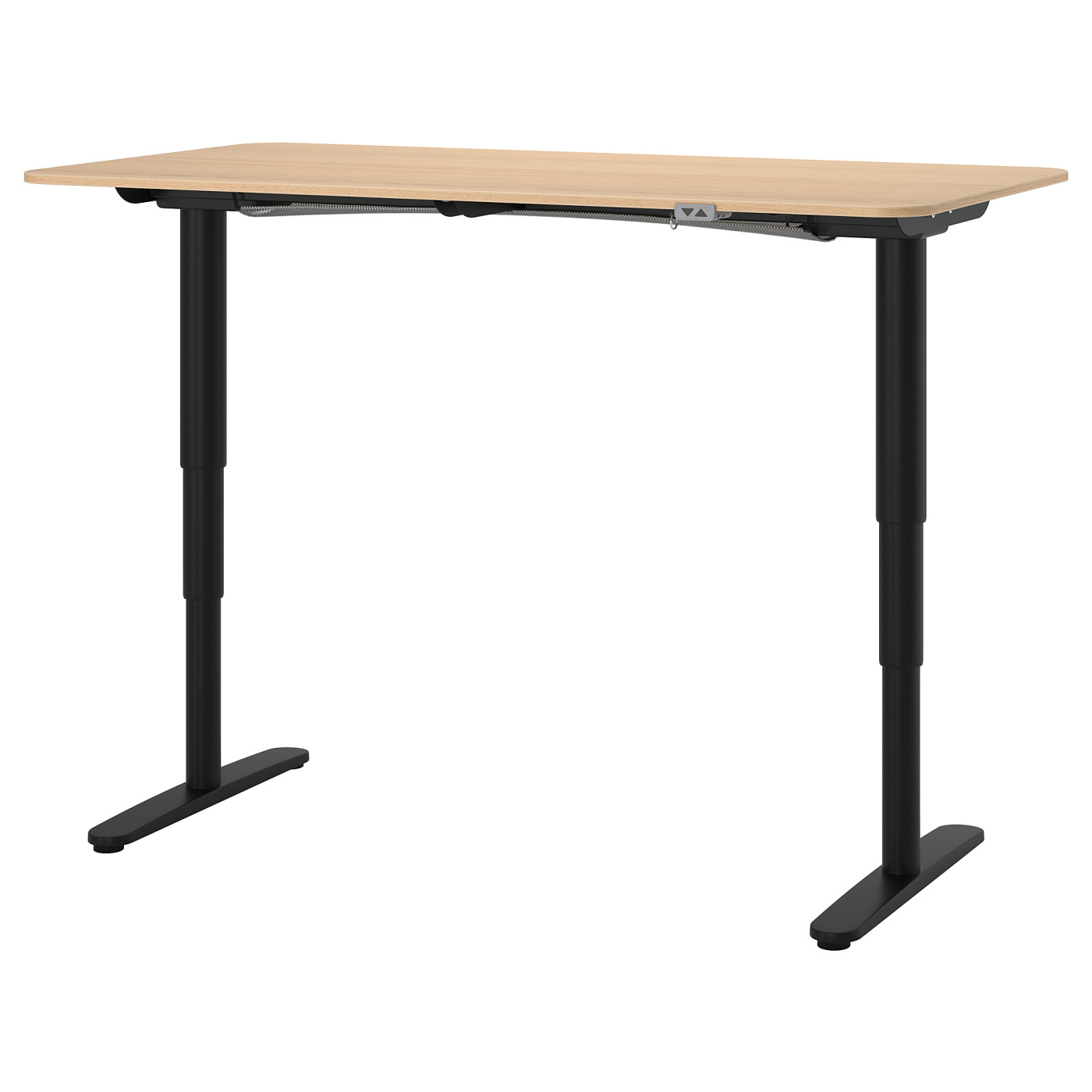 BEKANT desk sit/stand white stained oak veneer/black - IKEA