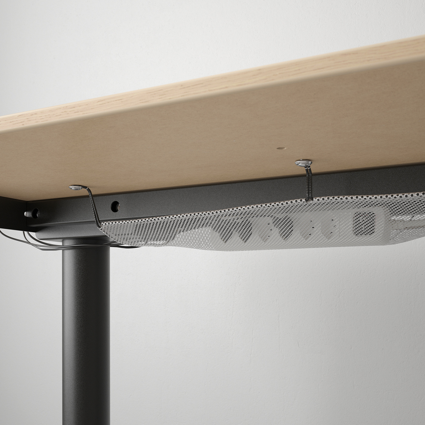 BEKANT desk sit/stand white stained oak veneer/black - IKEA
