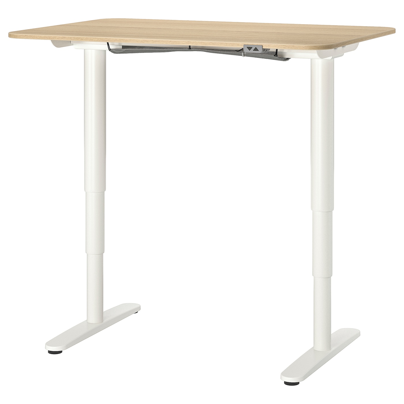 BEKANT desk sit/stand white stained oak veneer/white - IKEA