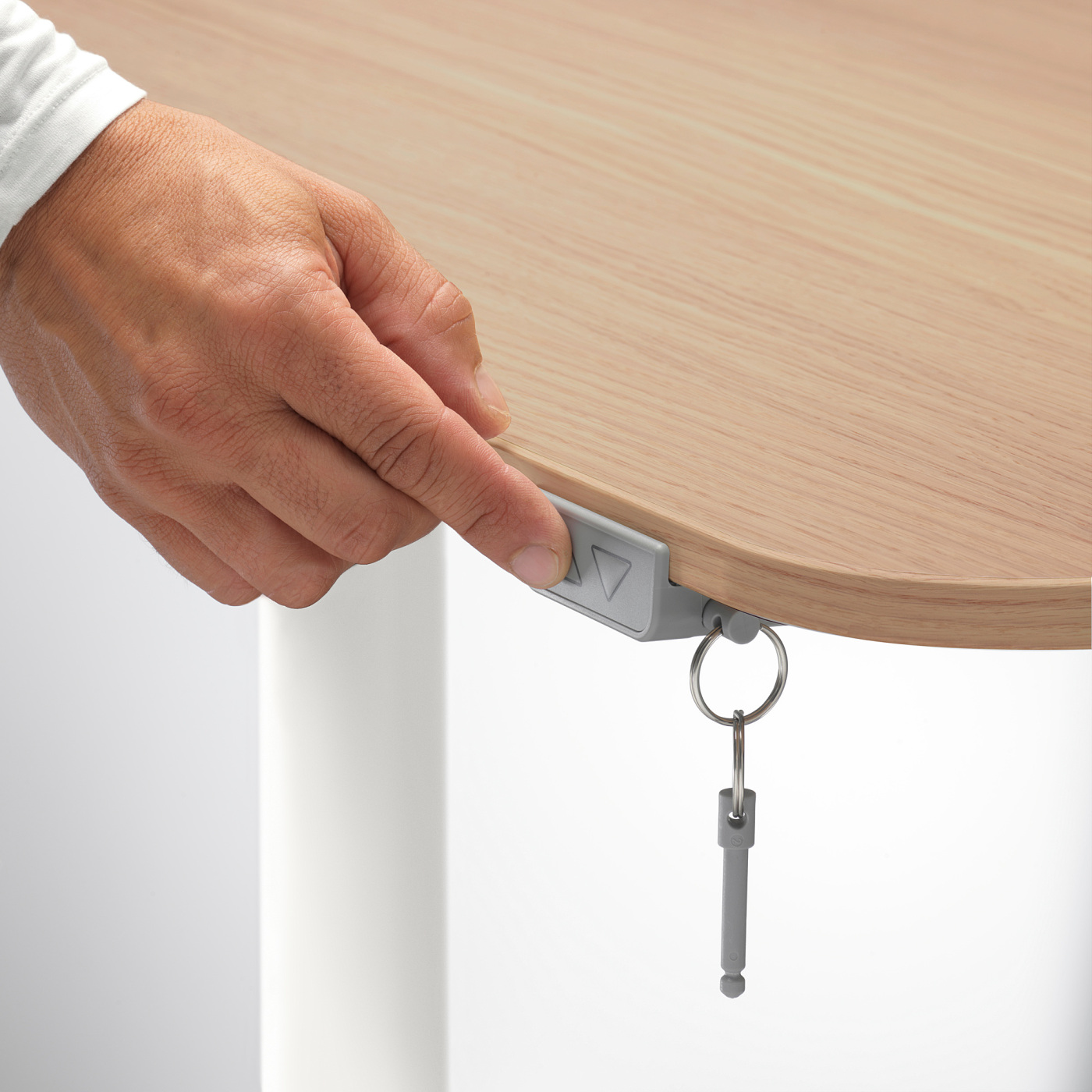 BEKANT desk sit/stand white stained oak veneer/white - IKEA