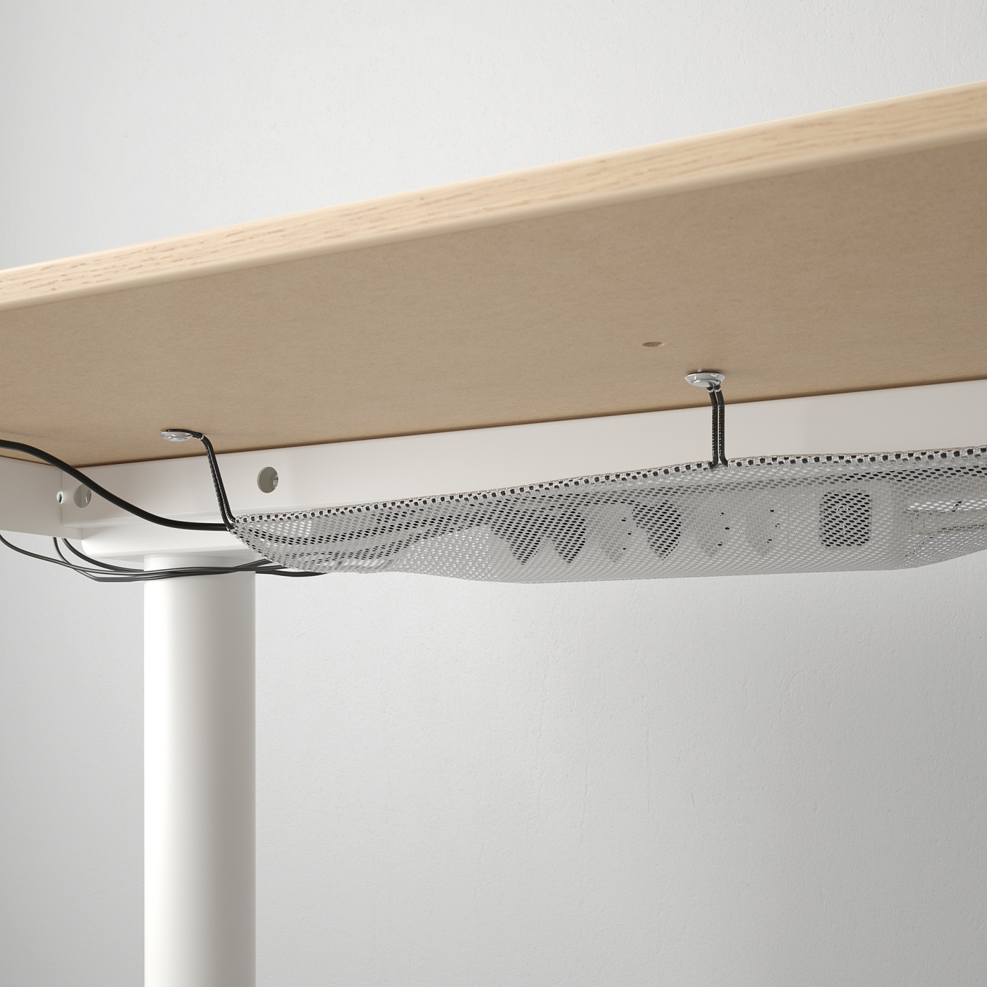 BEKANT desk sit/stand white stained oak veneer/white - IKEA