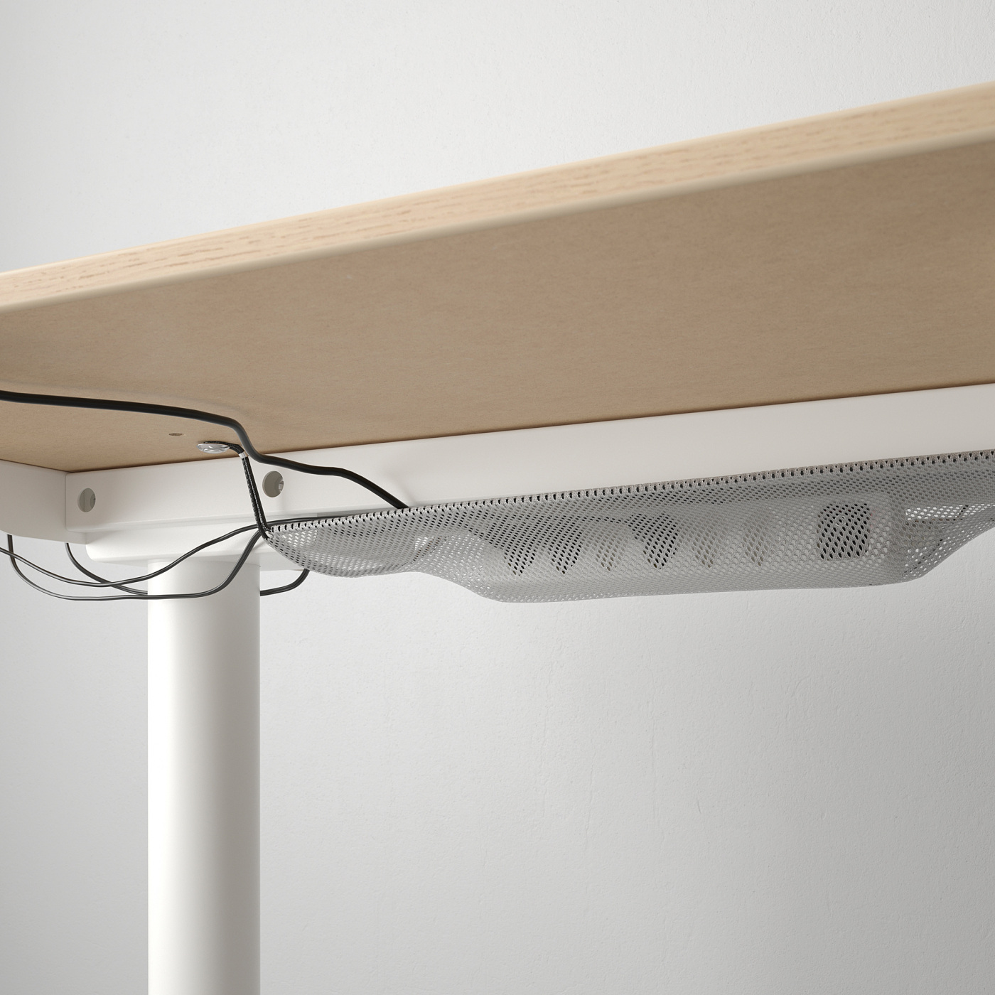 BEKANT desk sit/stand white stained oak veneer/white - IKEA