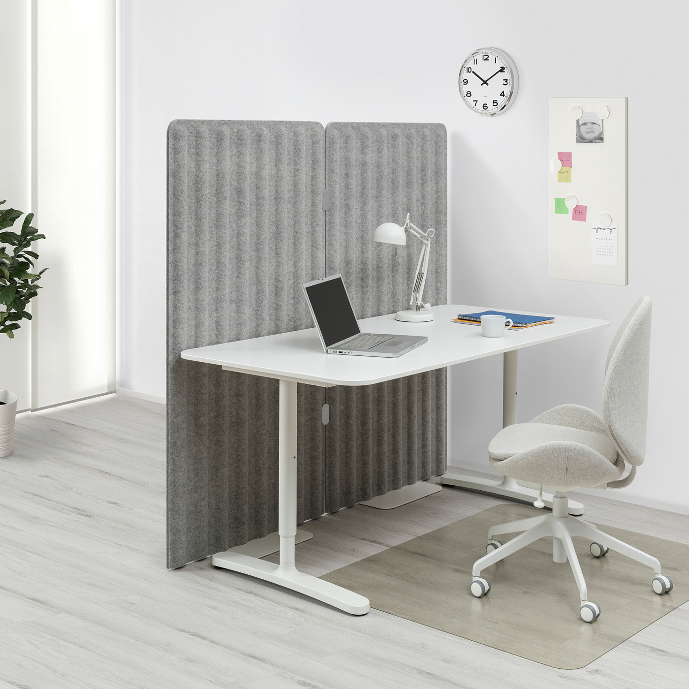 BEKANT desk with screen white/grey - IKEA