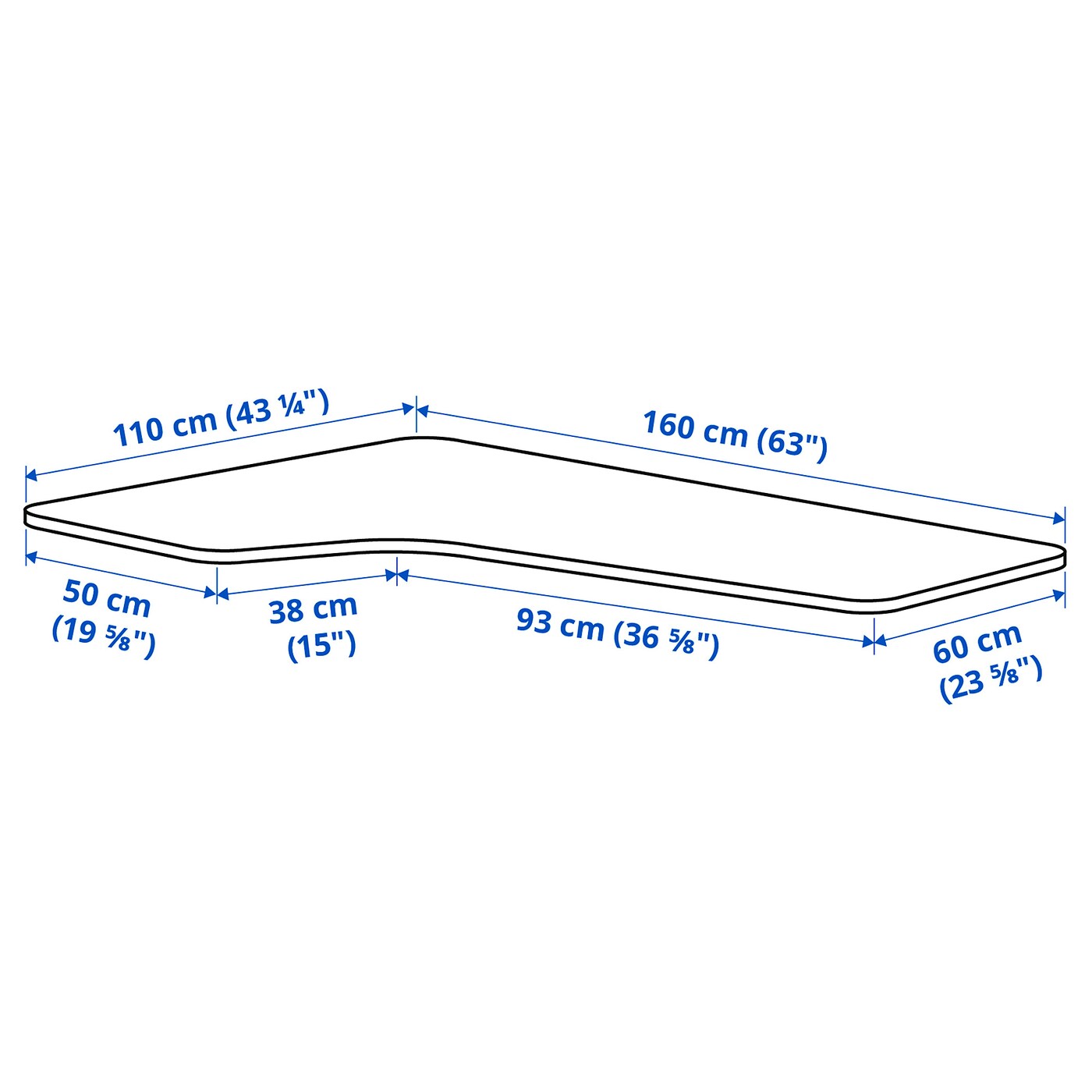 BEKANT right hand corner table top white IKEA