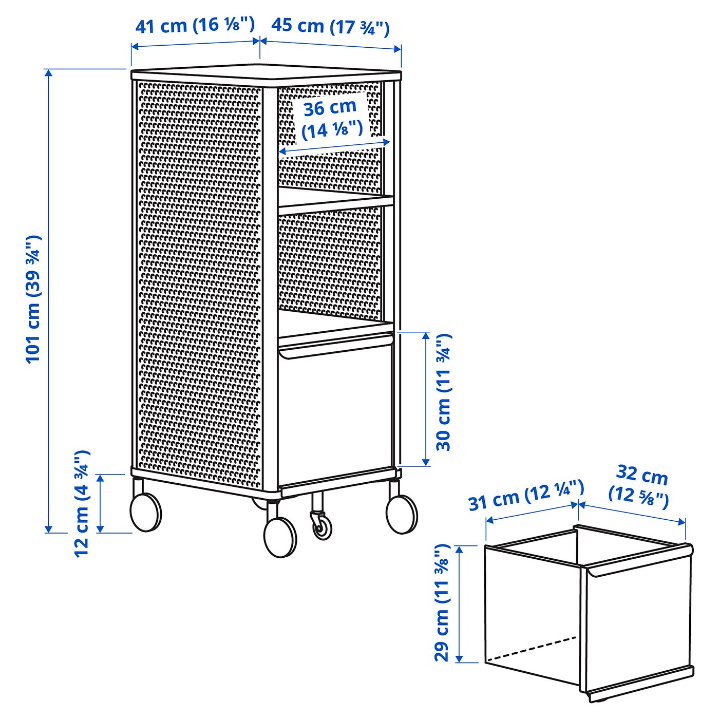 BEKANT storage unit on castors mesh/black - IKEA