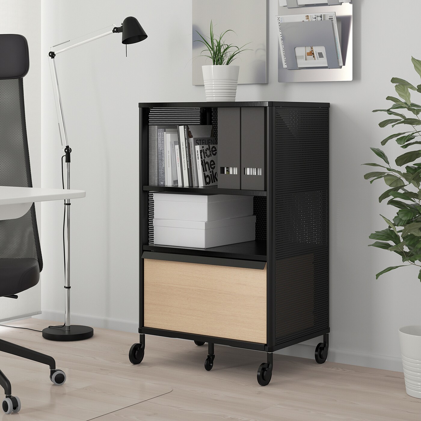 BEKANT storage unit with smart lock mesh black - IKEA