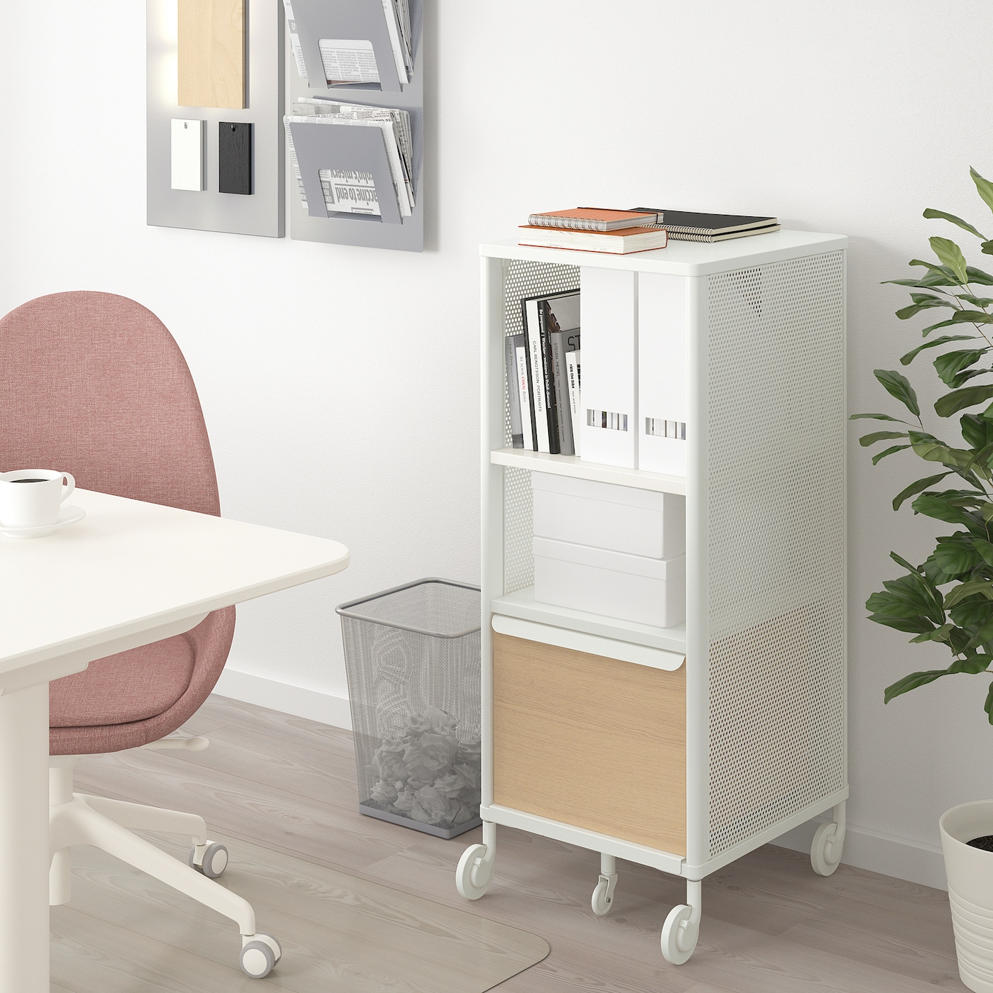 BEKANT storage unit with smart lock mesh white IKEA